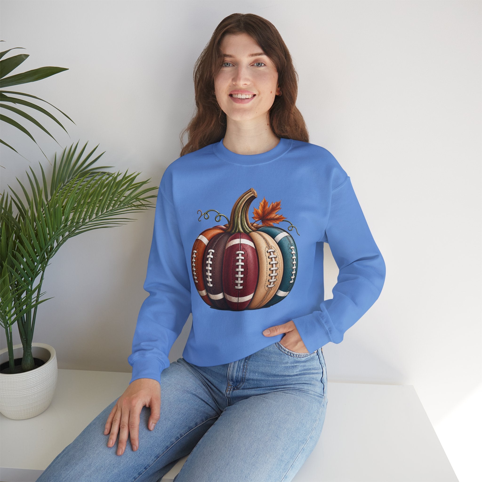 Fall Football Pumpkin Crewneck Sweatshirt