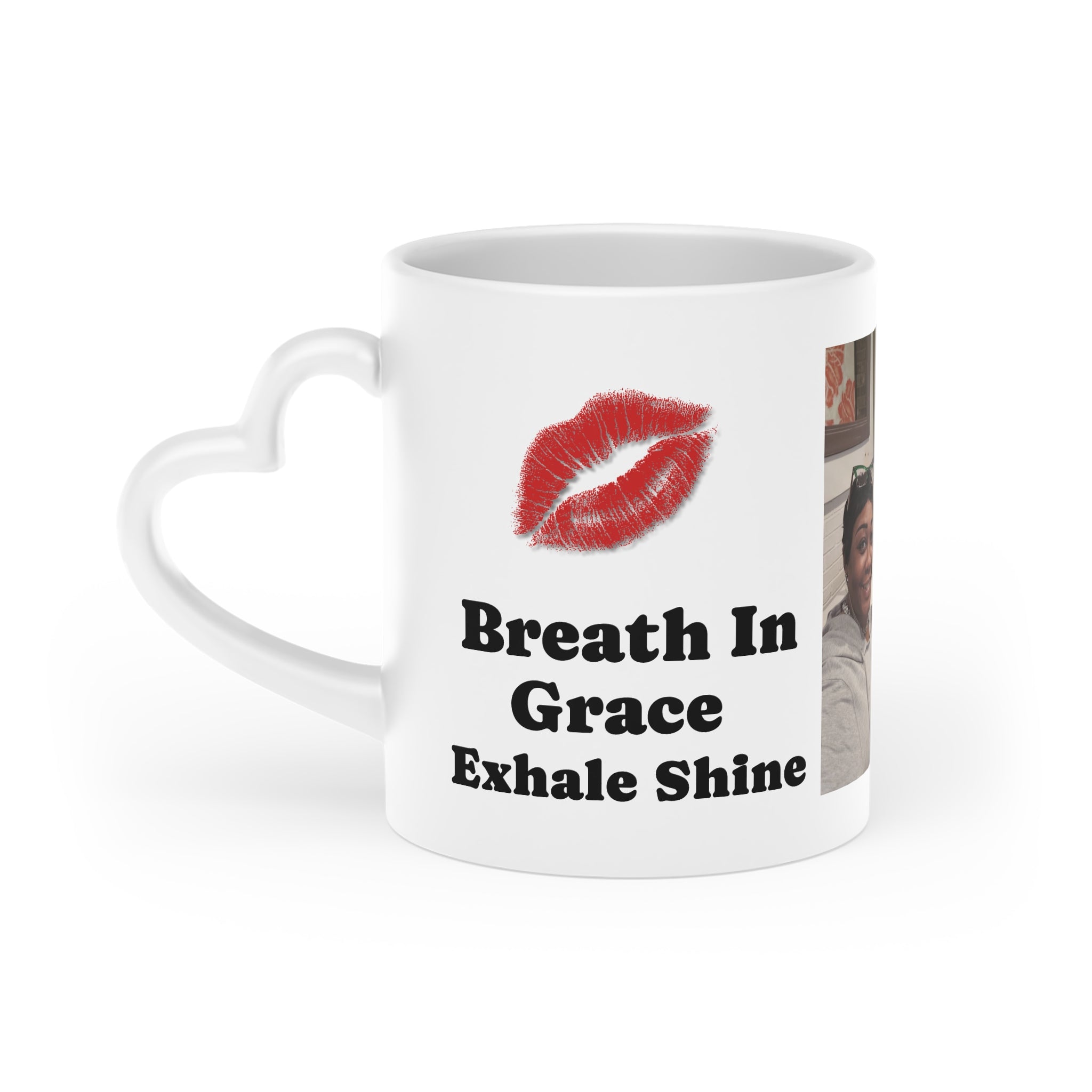 Personalized Photo Heart Mug — 'Who Needs Valentine? Breathless, Gorgeous, Exhilarating' Gift