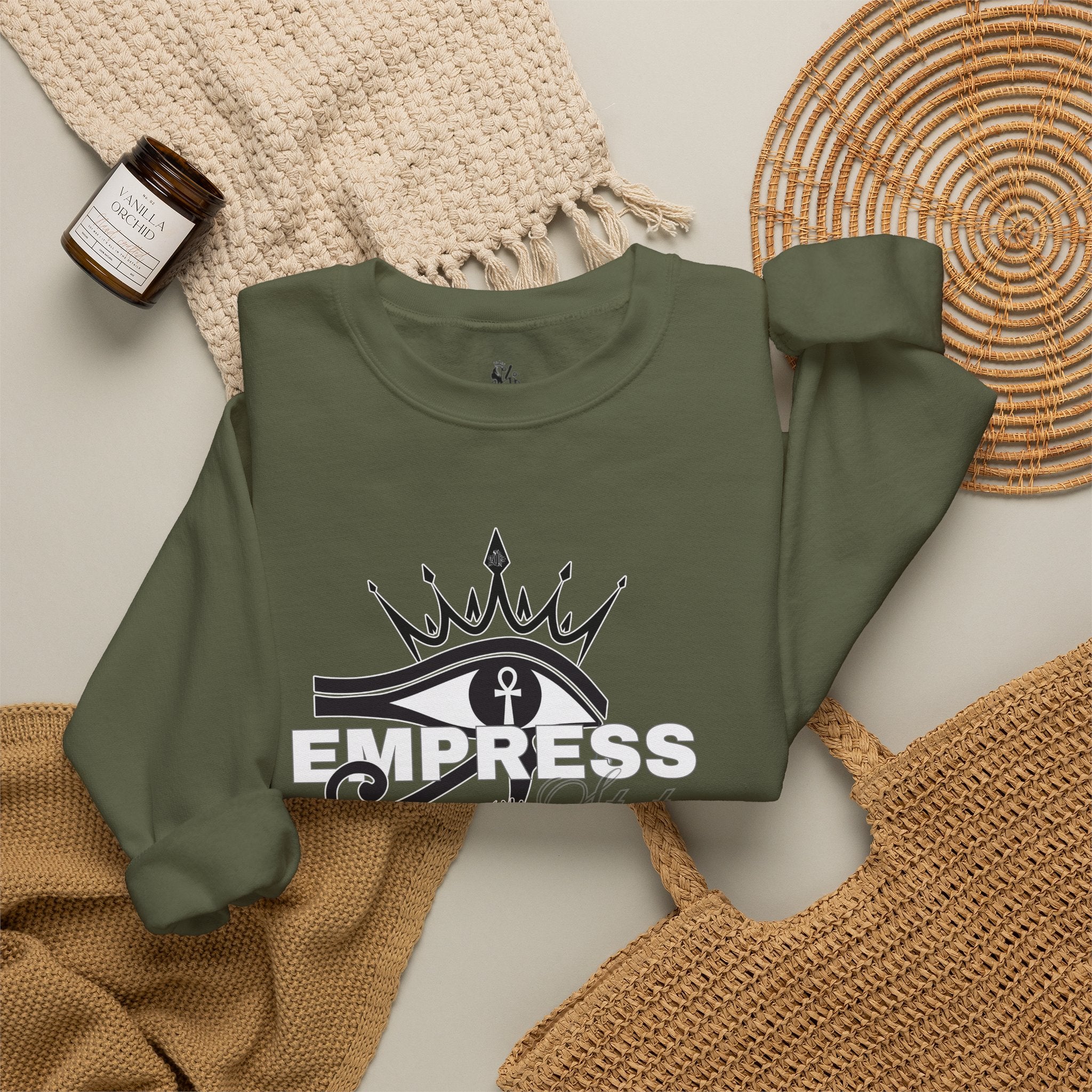 Eye of Horus Crown Empress Sweatshirt — Egyptian Protective Symbol Tee
