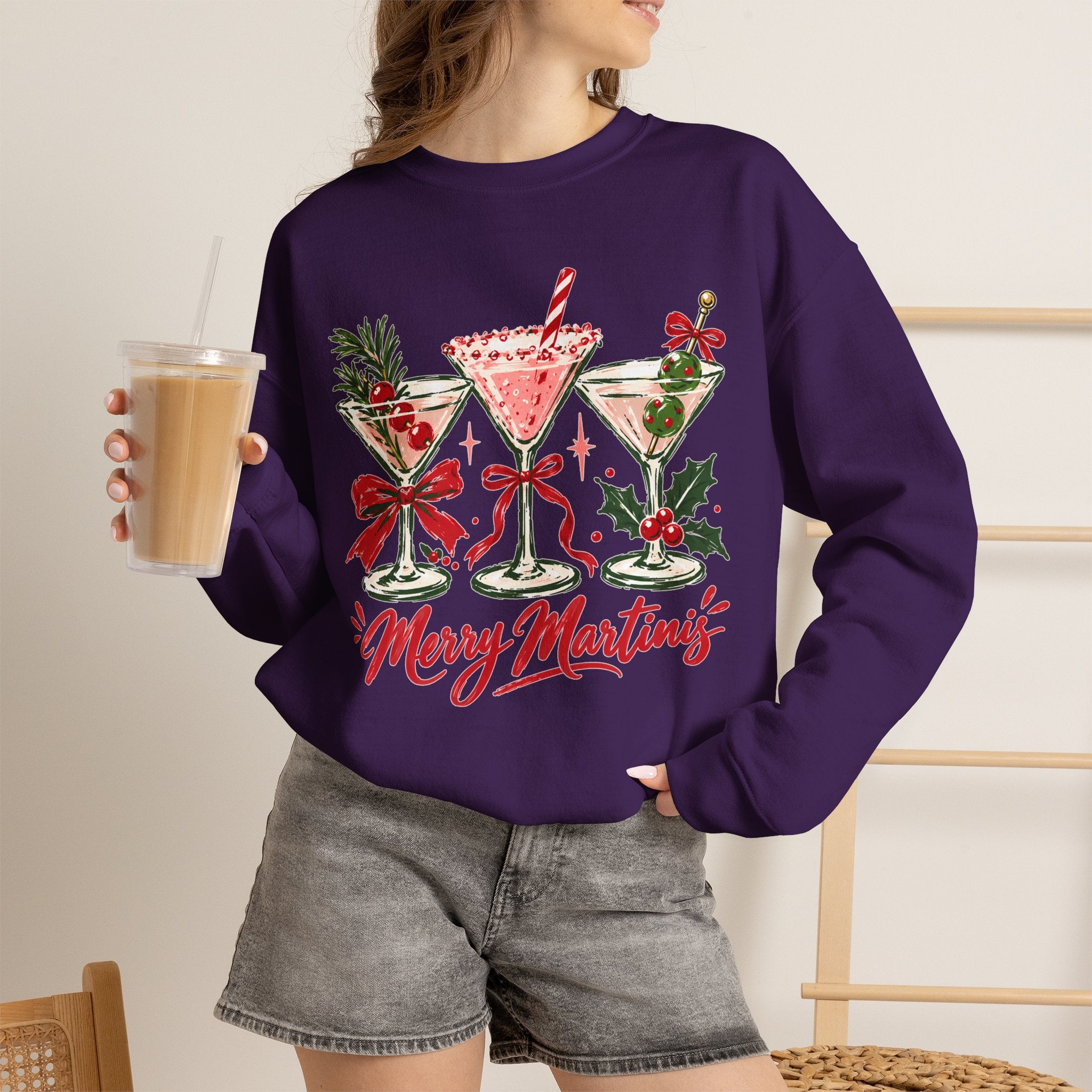 Merry Martinis Christmas Cocktail Crewneck Sweatshirt