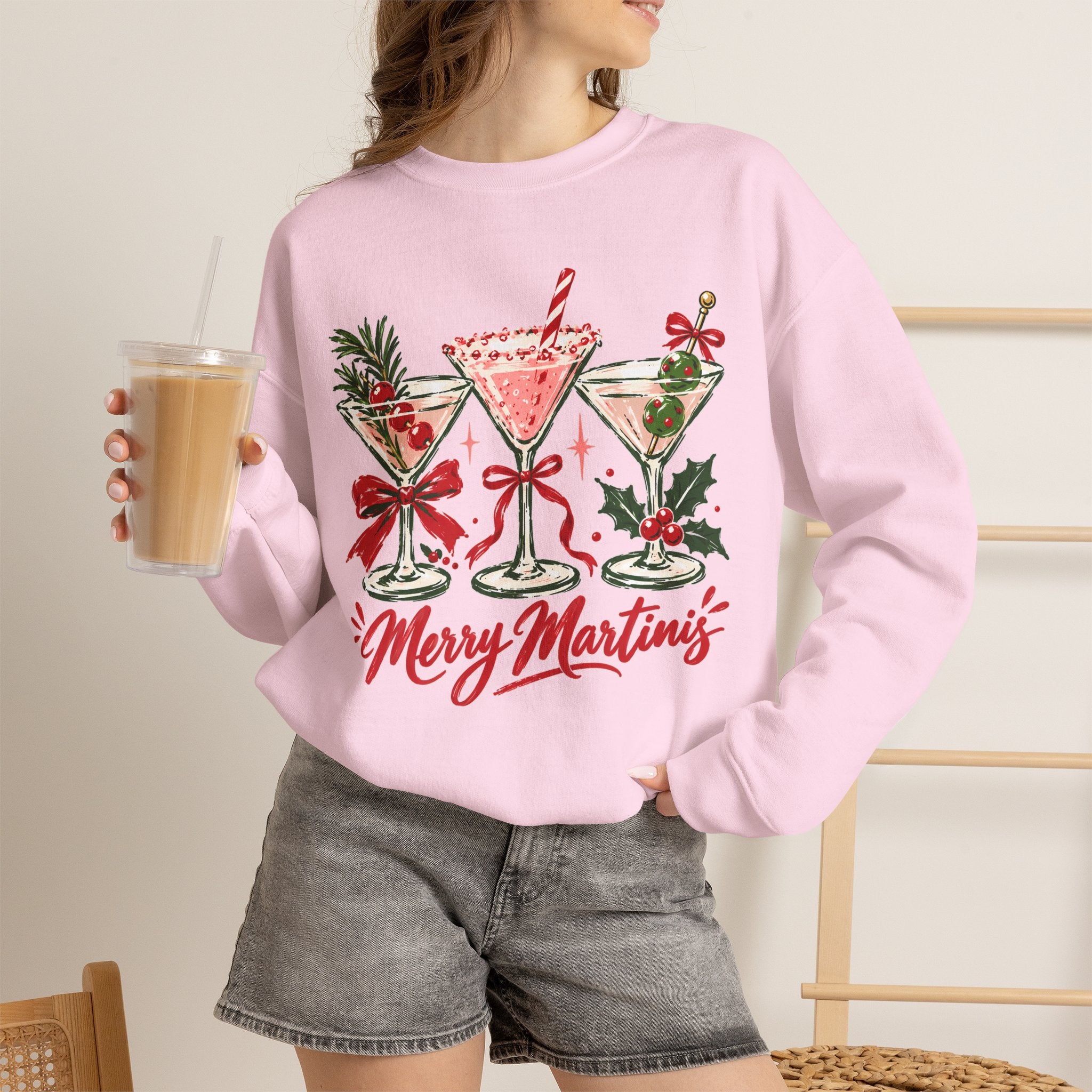 Merry Martinis Christmas Cocktail Crewneck Sweatshirt