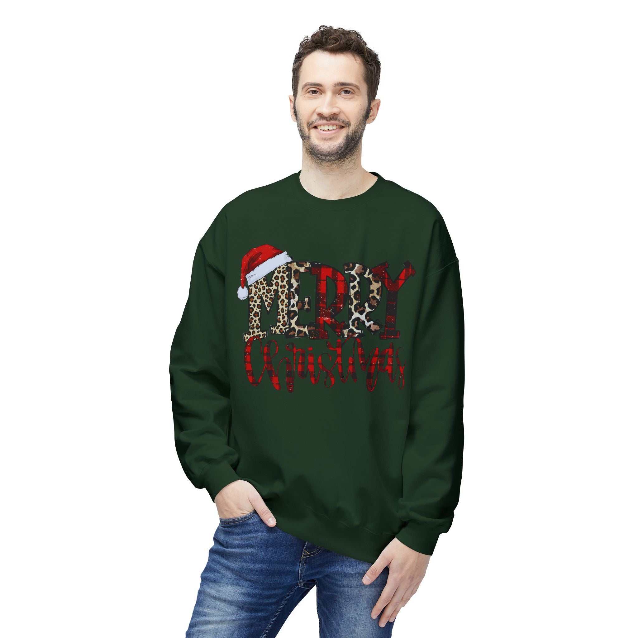 Merry Christmas Leopard Plaid SweatshirtSweatshirtMerry Christmas Leopard Plaid