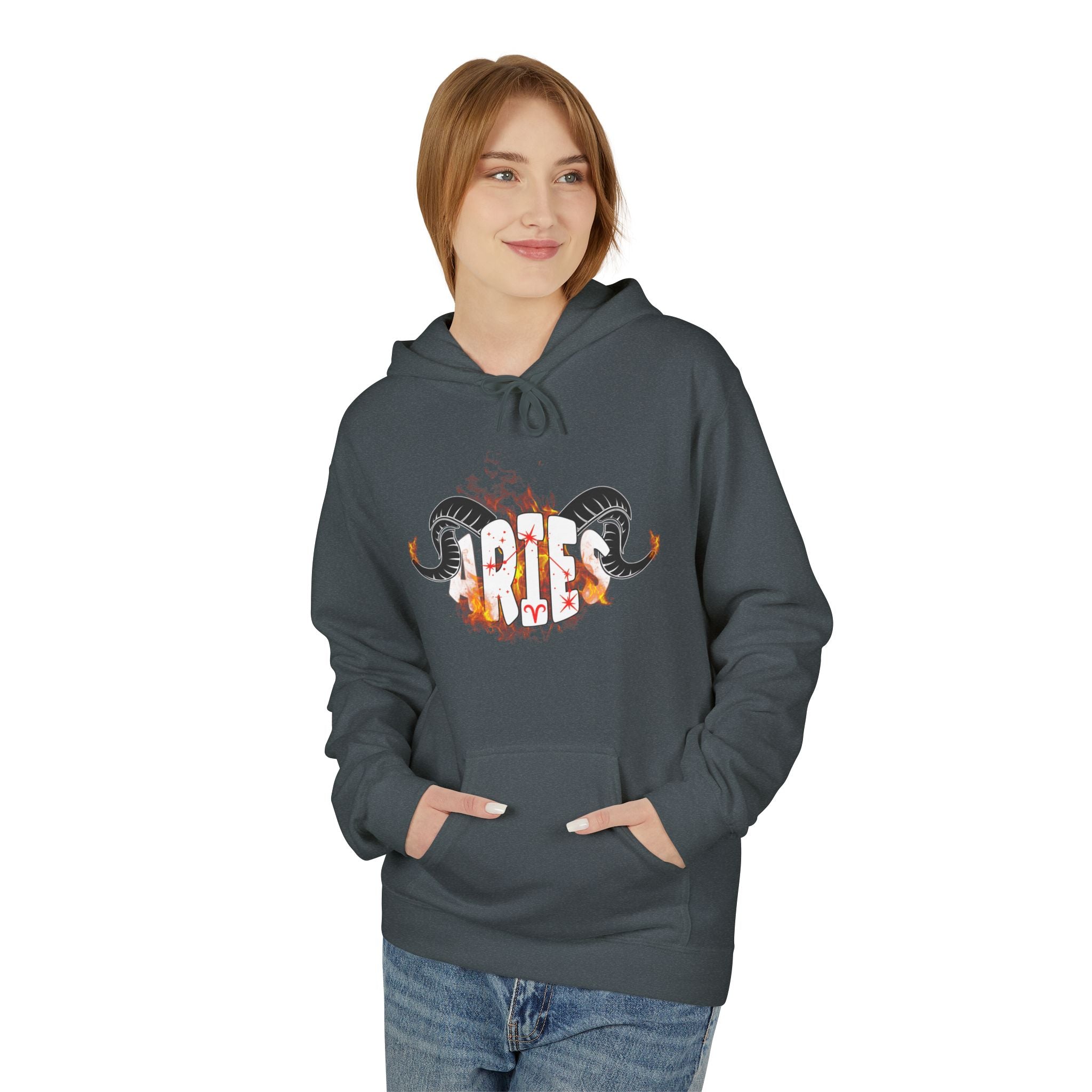 Aries Ram on fire Hoodie — Unisex Zodiac Astrology Hoodie with 'Aries' Design