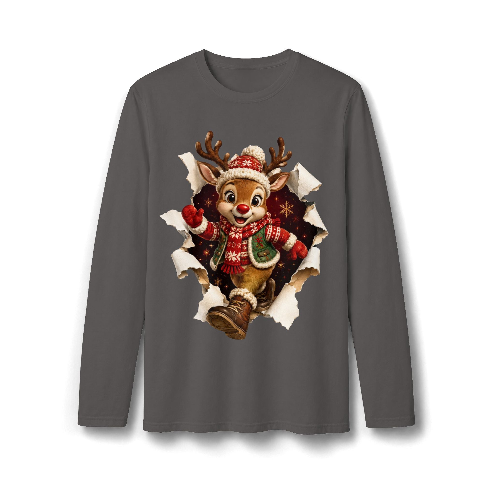 Festive Christmas Reindeer Long Sleeve T-Shirt
