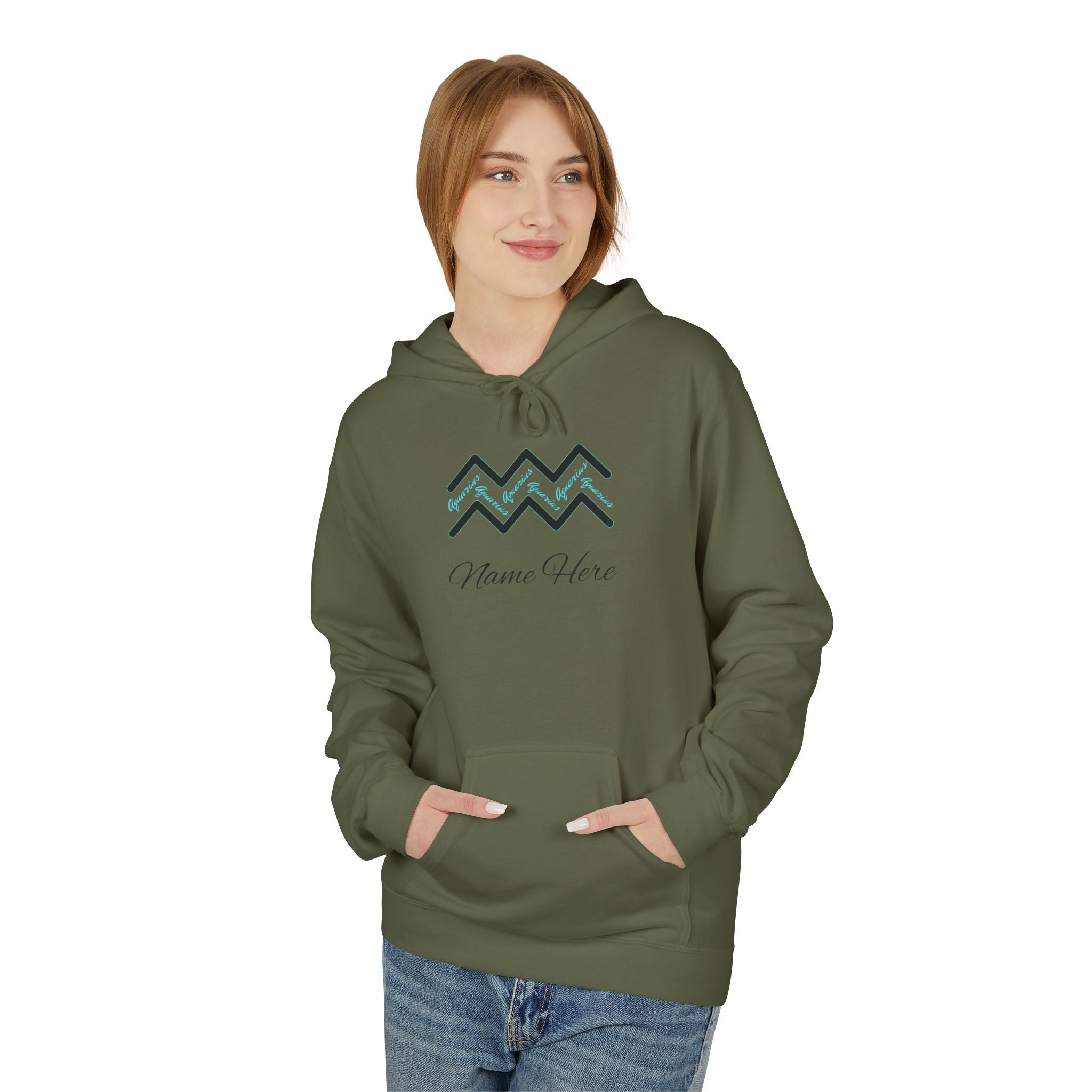 Customizable Aquarius Zodiac Hoodie — "Your Name Here" Watering Design