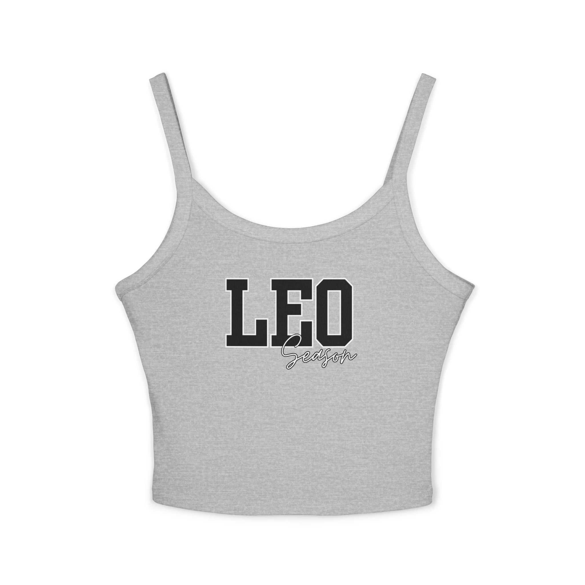 Women's Spaghetti Strap Tank Top with Leo Design, Summer Vacation Top, Zodiac Sign Apparel, Casual Wear, Gift for Astrology Lovers