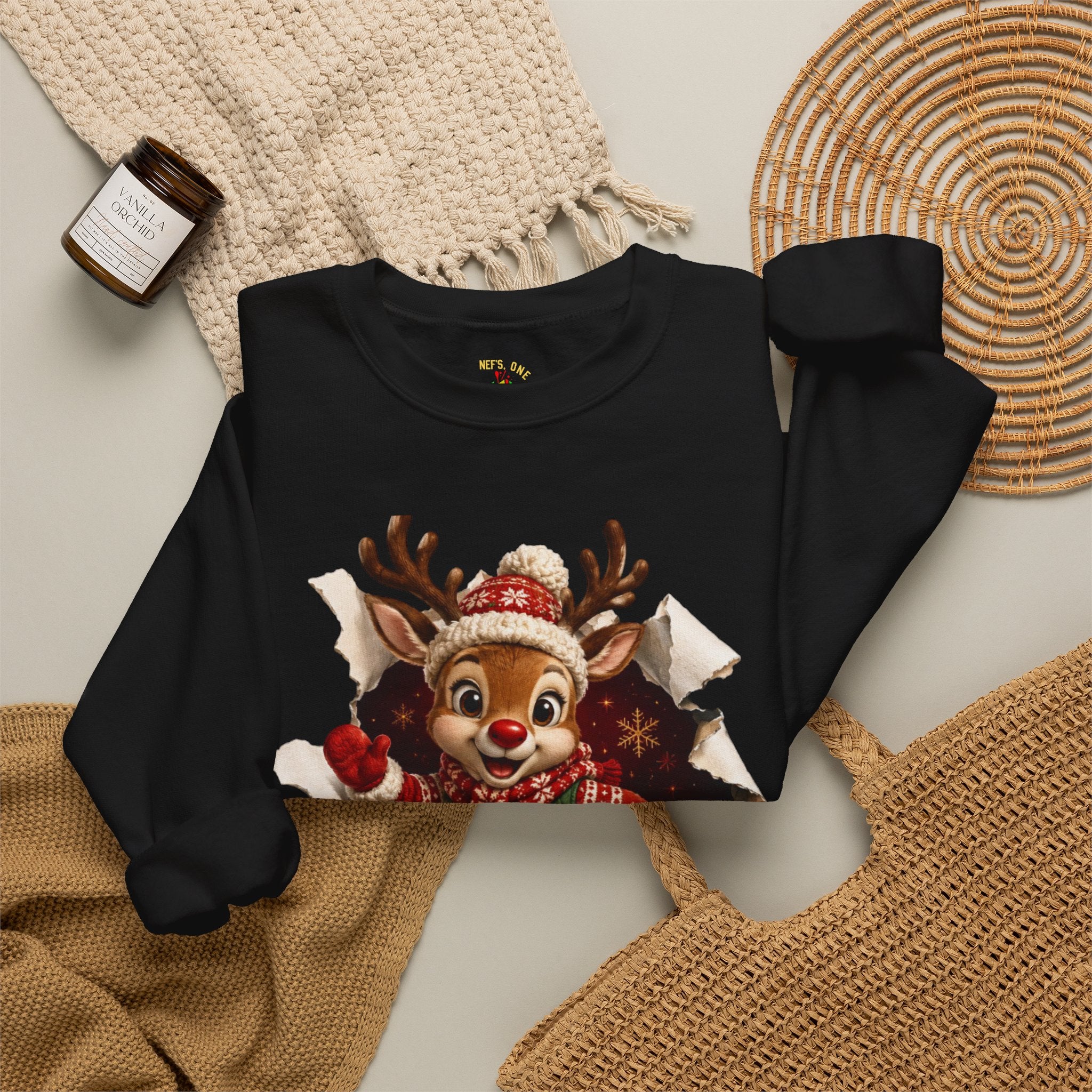 Festive Christmas Reindeer Crewneck Sweatshirt