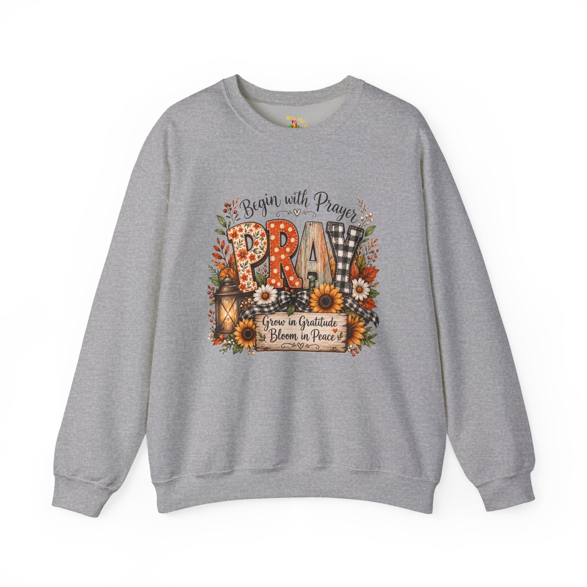 Begin with Prayer Sweatshirt – Floral Christian Faith Crewneck