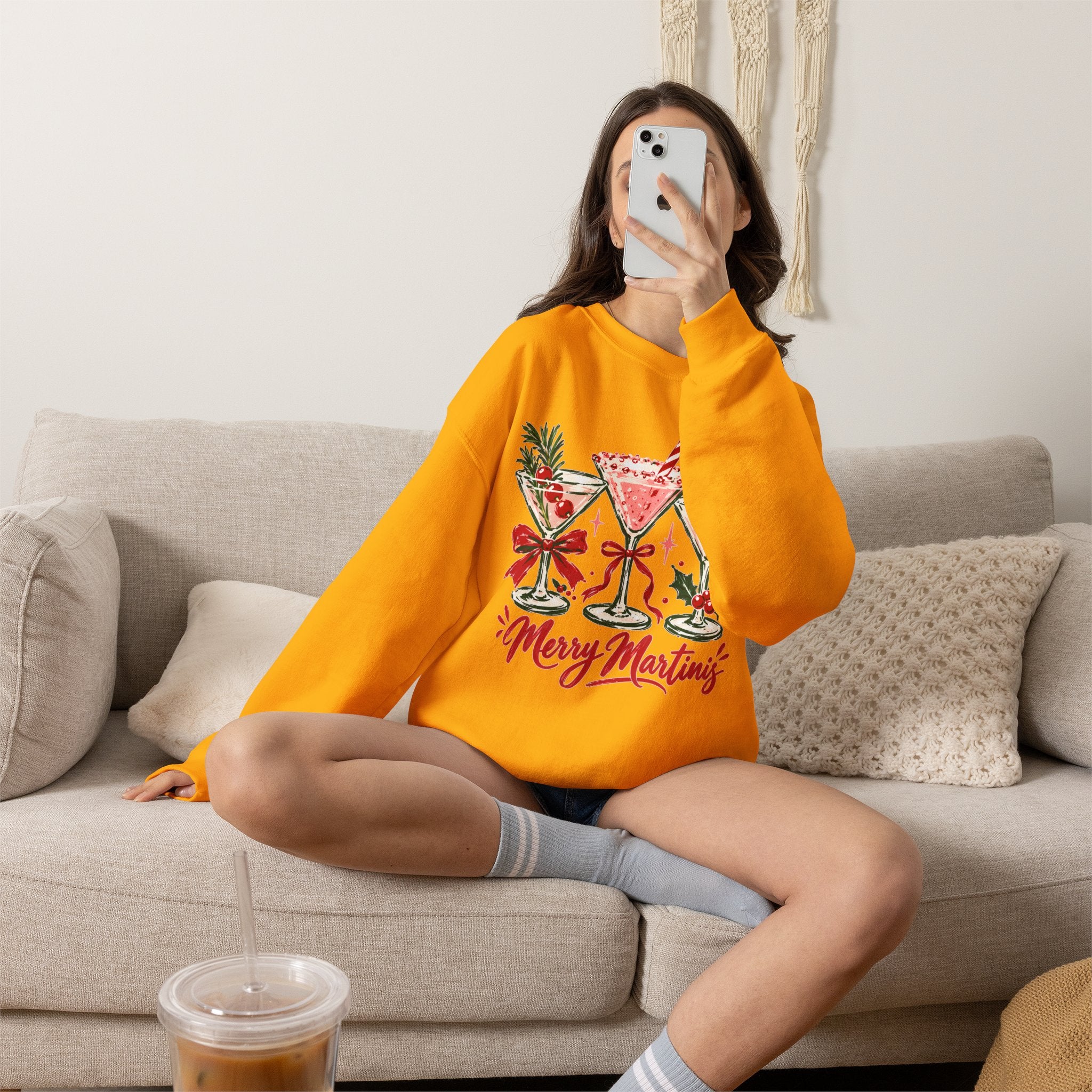 Merry Martinis Christmas Cocktail Crewneck Sweatshirt