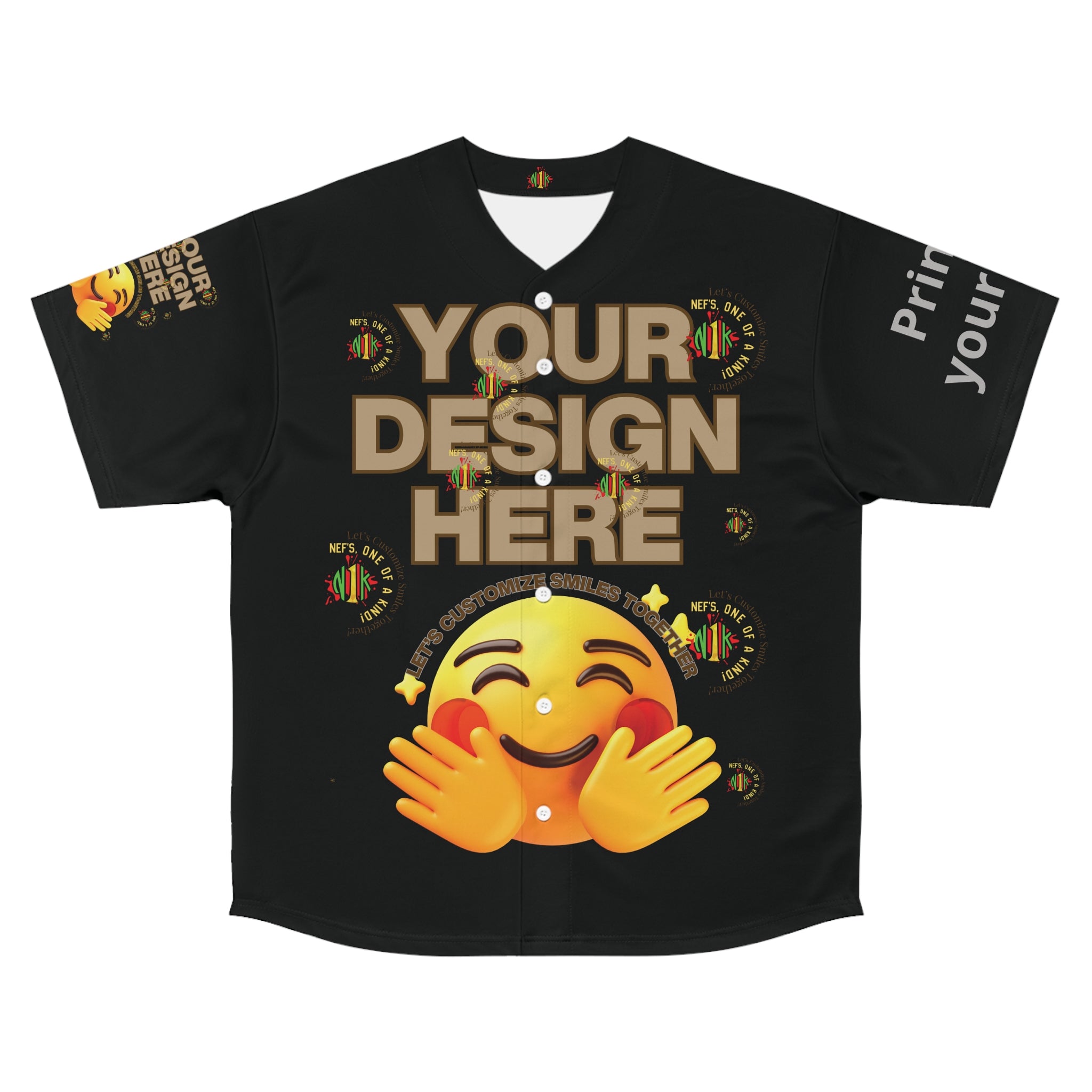 Men's Customizable Baseball Jersey- Blk