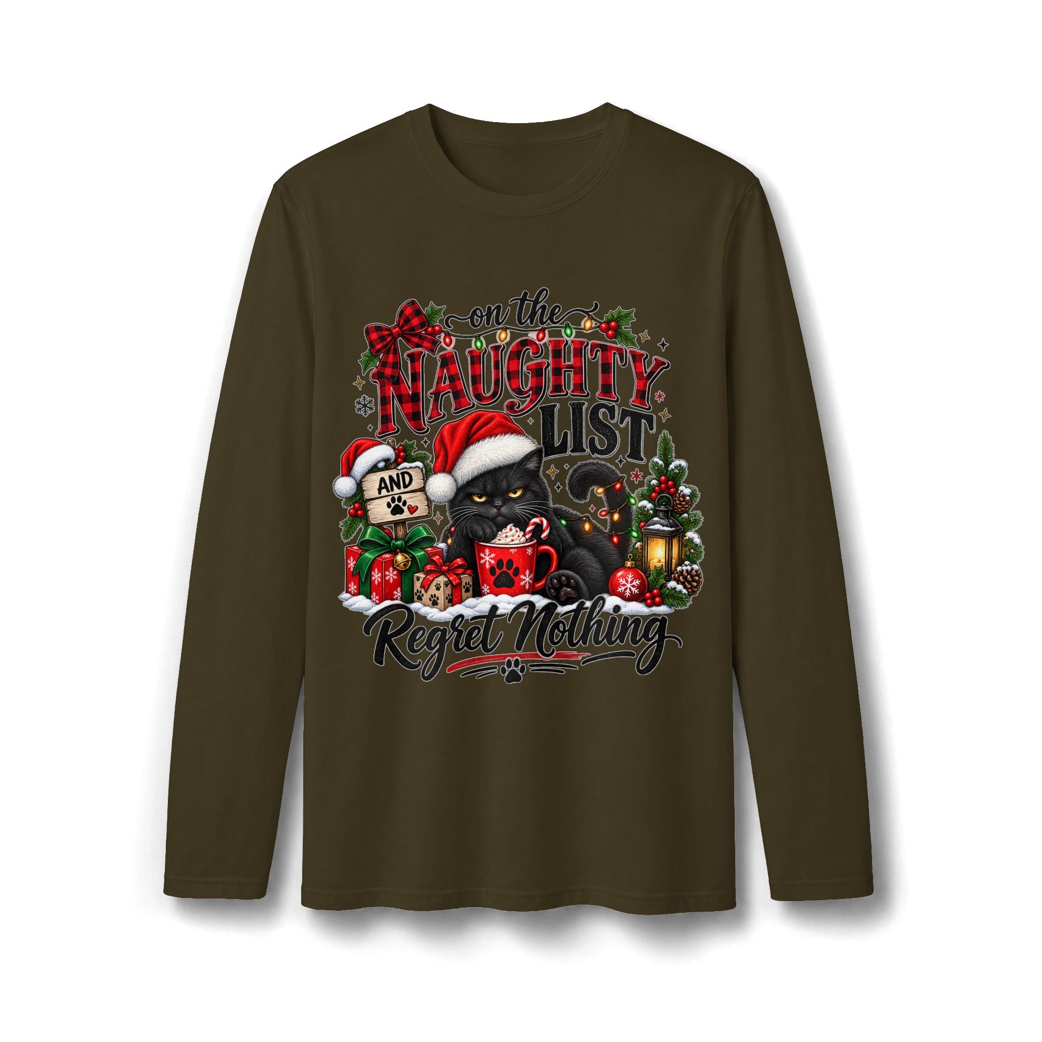 On the Naughty List and Regret Nothing Christmas Long Sleeve T-Shirt
