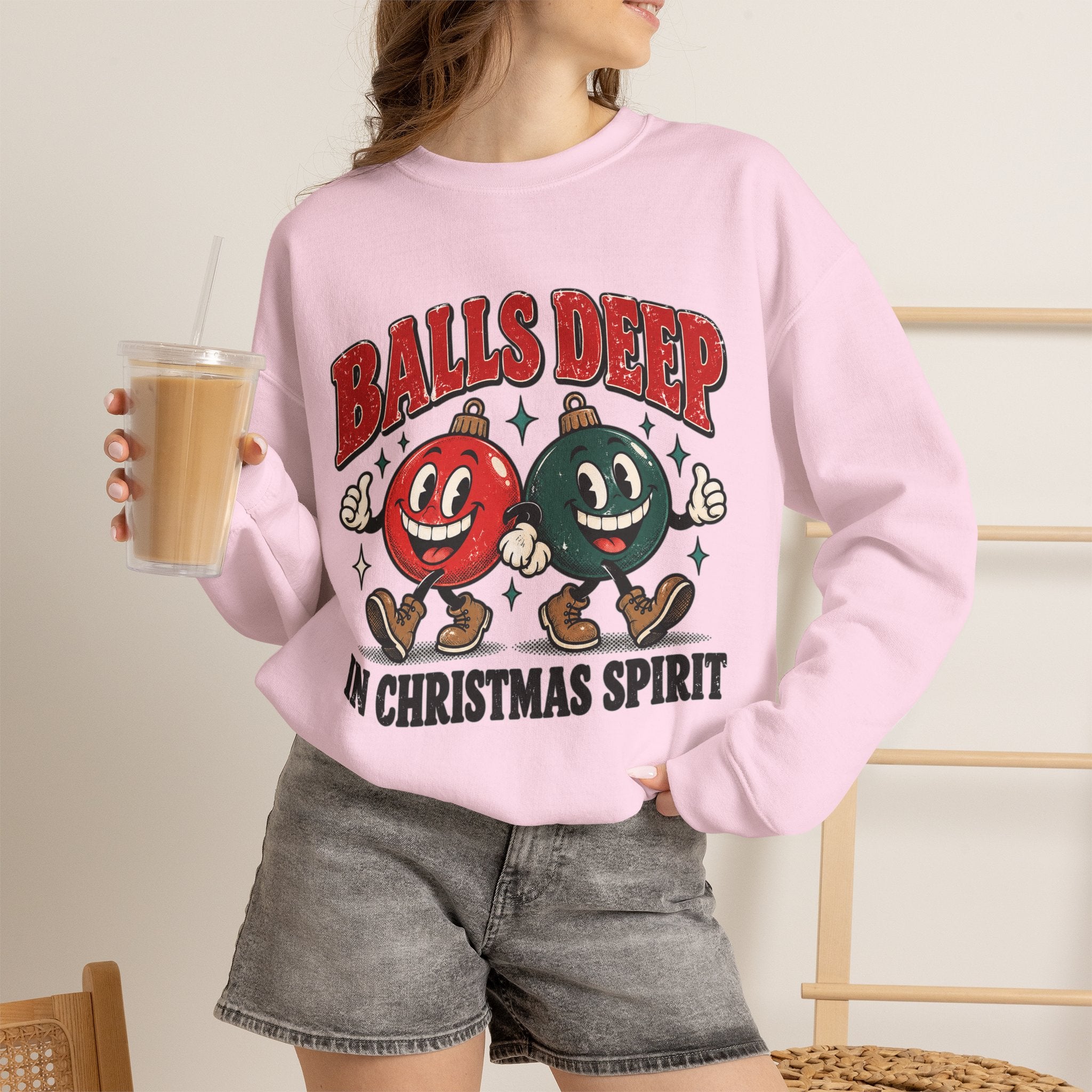 Balls Deep in Christmas Spirit Crewneck Sweatshirt