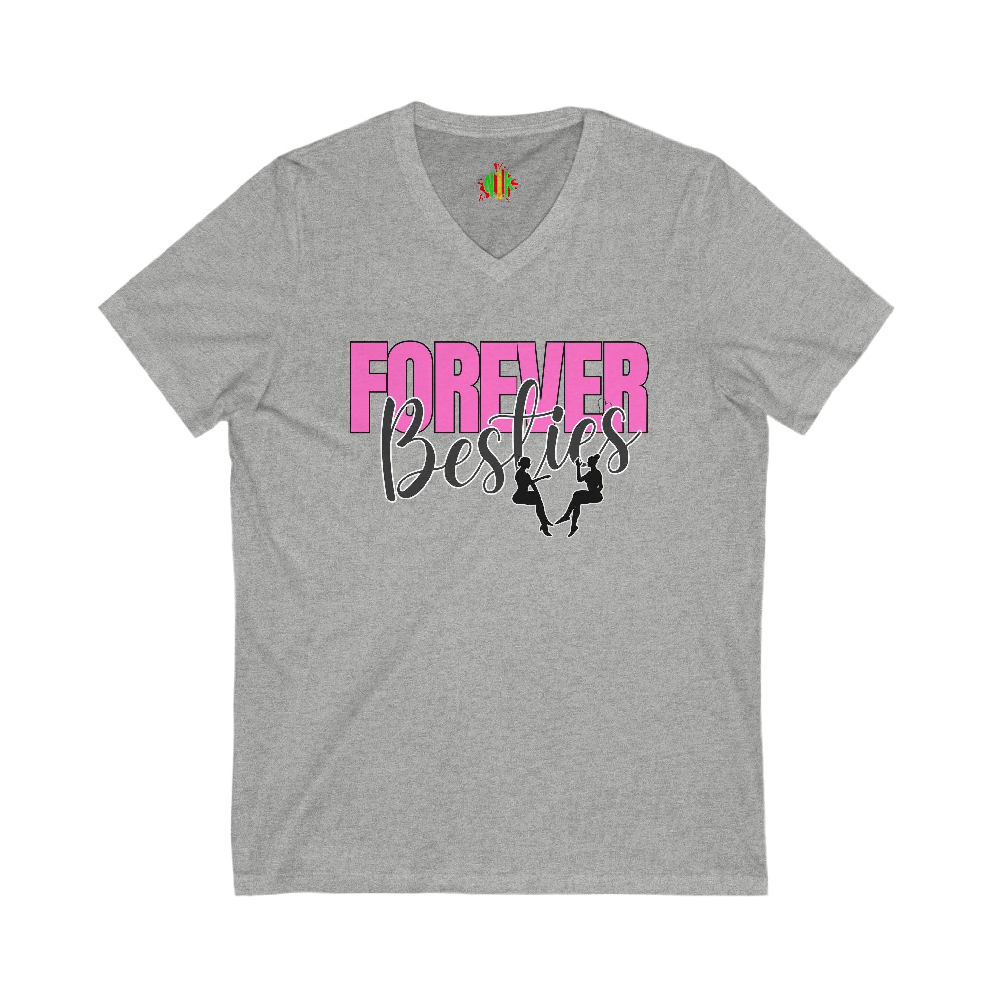 Forever Besties V-Neck Tee, Friendship Gift, Best Friend Shirt, Cute Casual Wear, Birthday or Celebration Top
