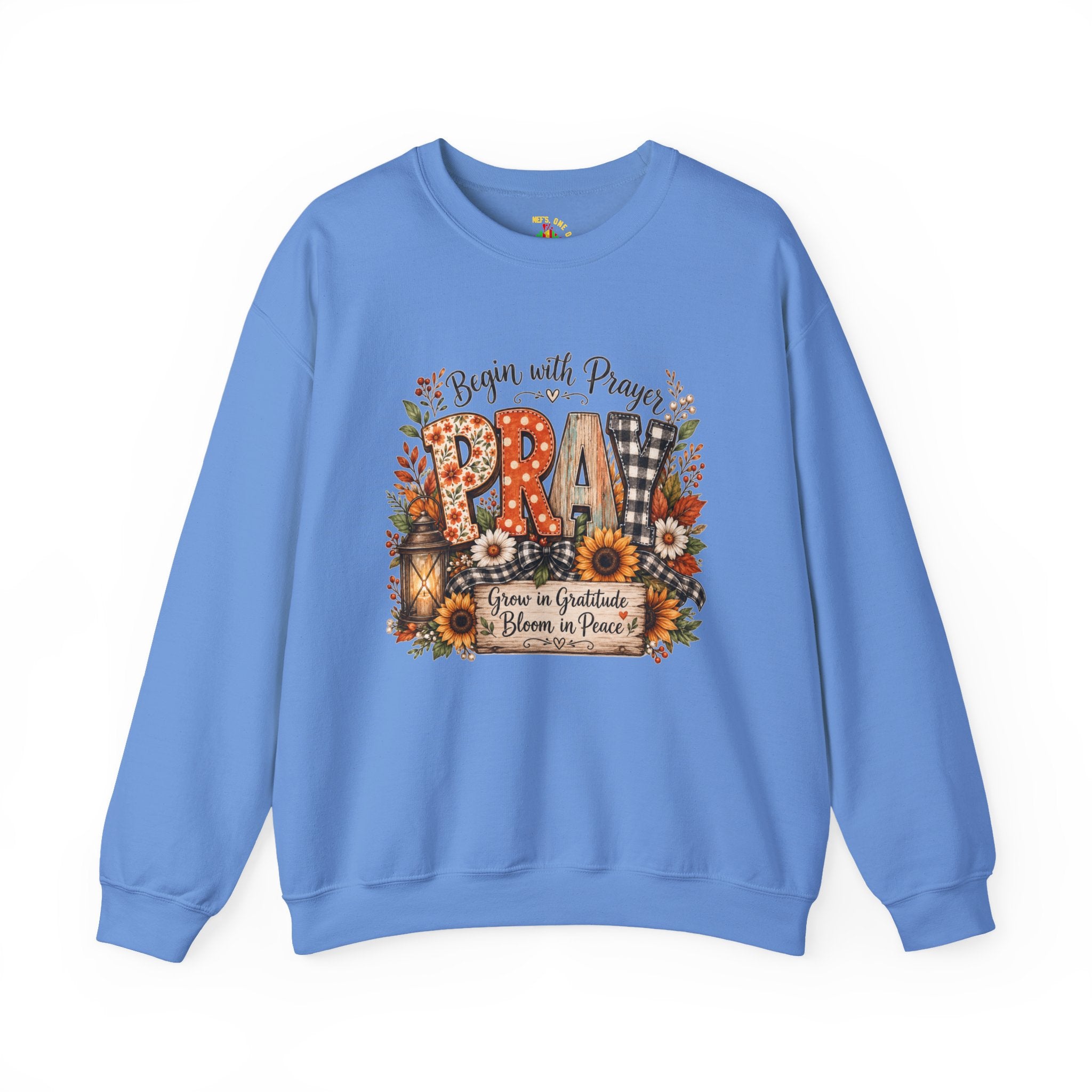 Begin with Prayer Sweatshirt – Floral Christian Faith Crewneck