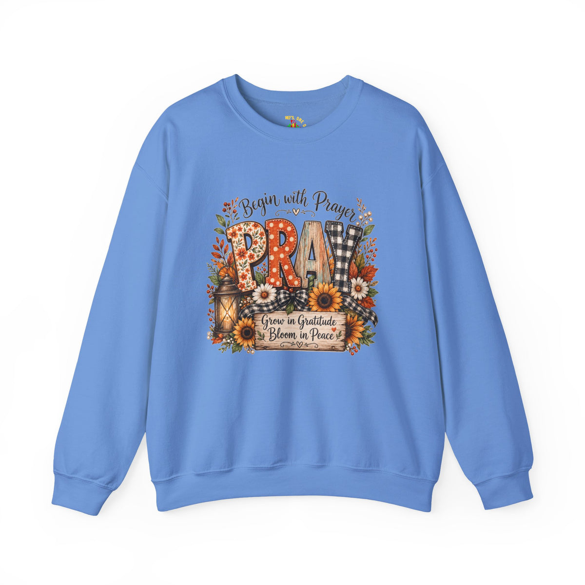 Begin with Prayer Sweatshirt – Floral Christian Faith Crewneck