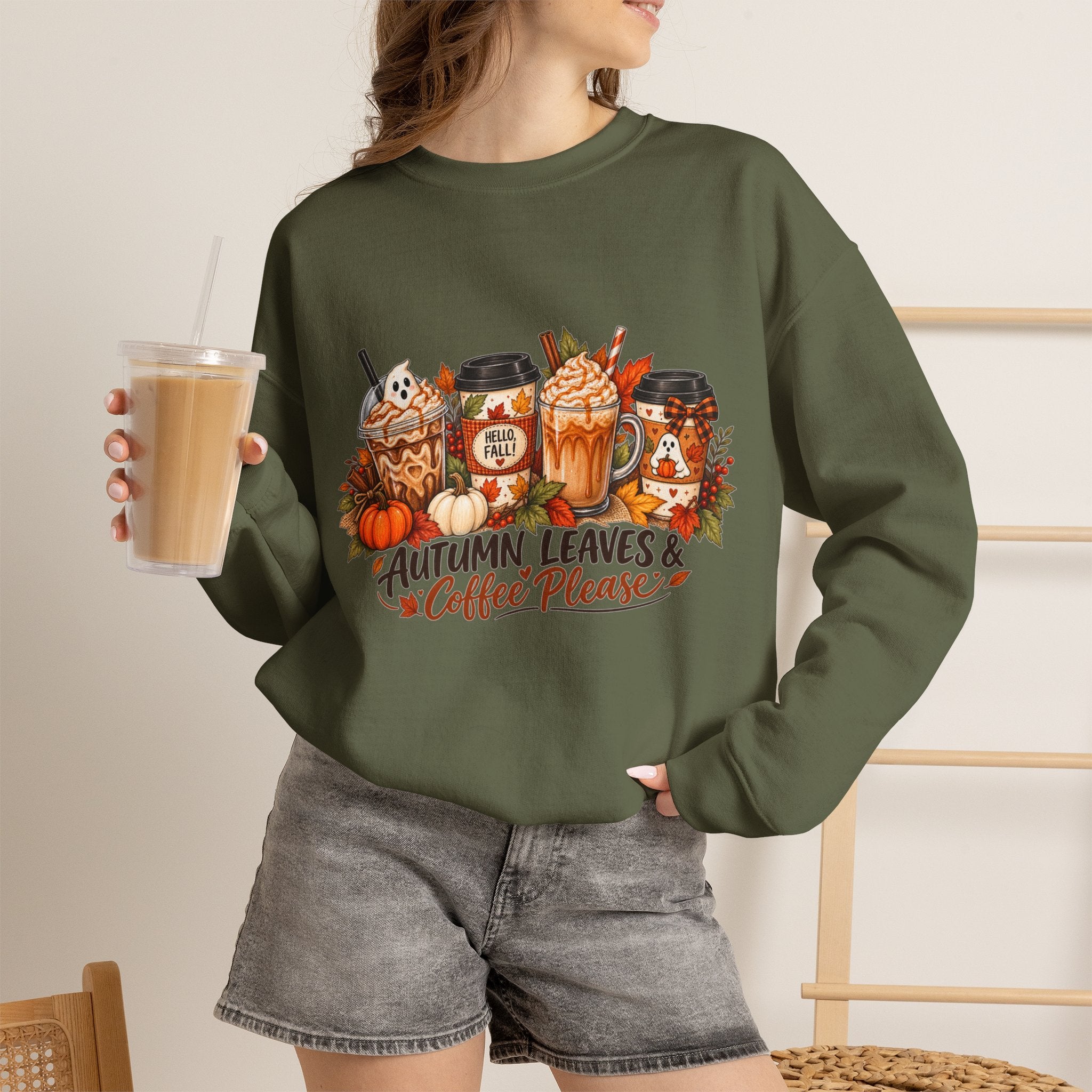 Autumn Leaves & Coffee Please Sweatshirt