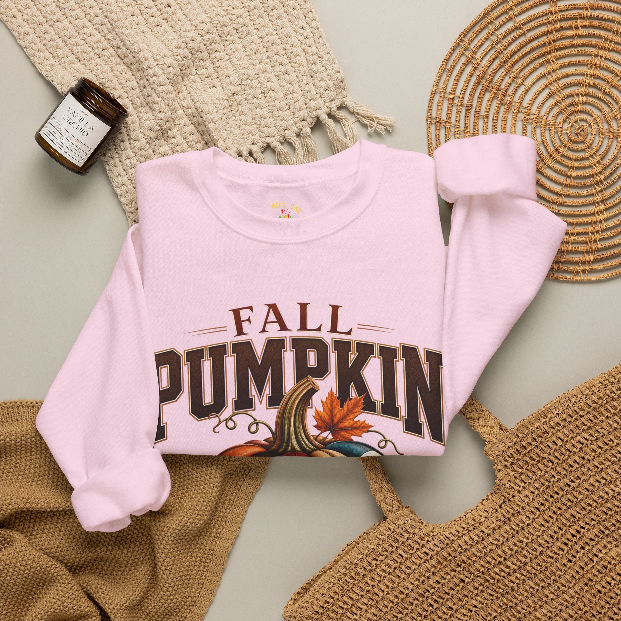Fall Pumpkin Football Season Crewneck Sweatshirt