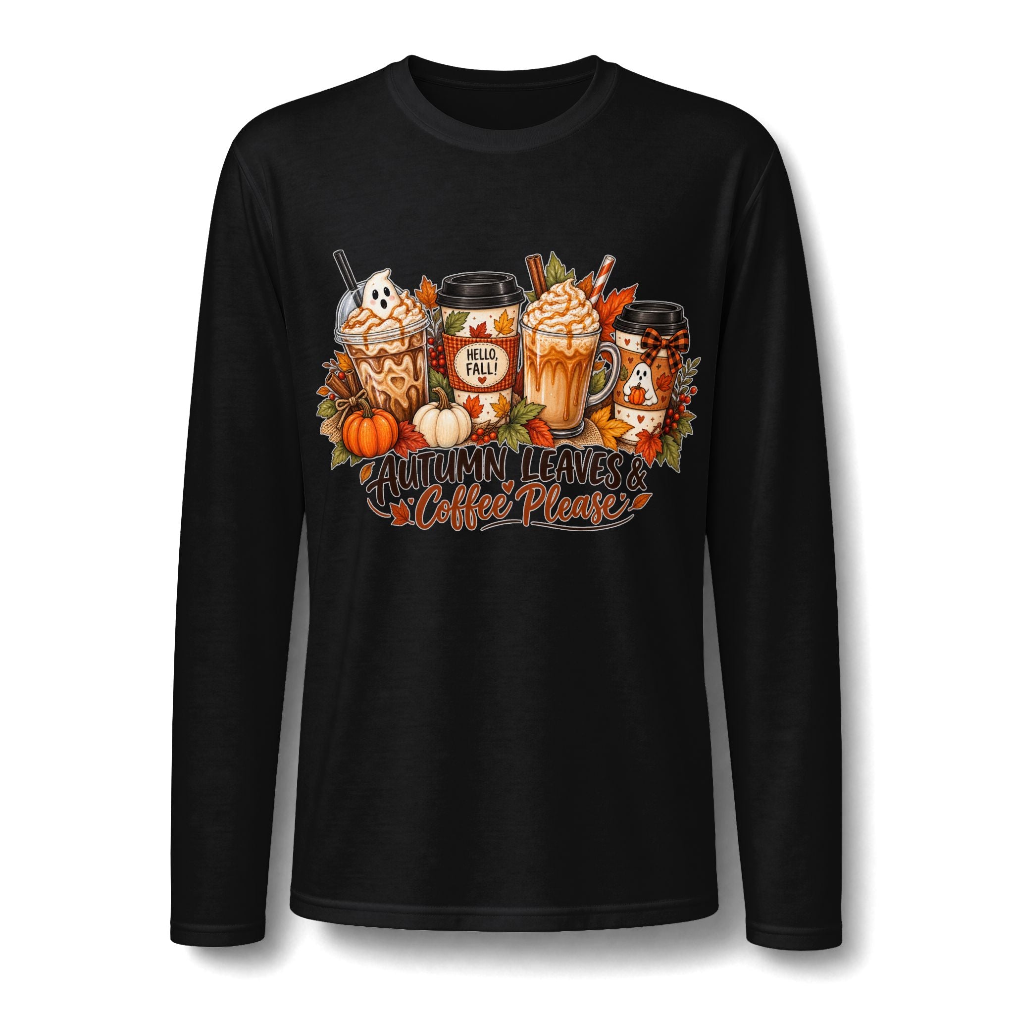 Autumn Leaves & Coffee Please Long Sleeve T-Shirt