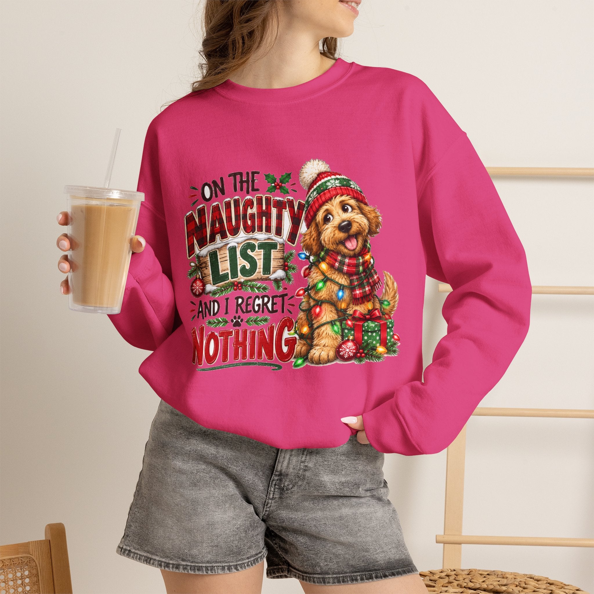 On the Naughty List and I Regret Nothing Christmas Crewneck Sweatshirt
