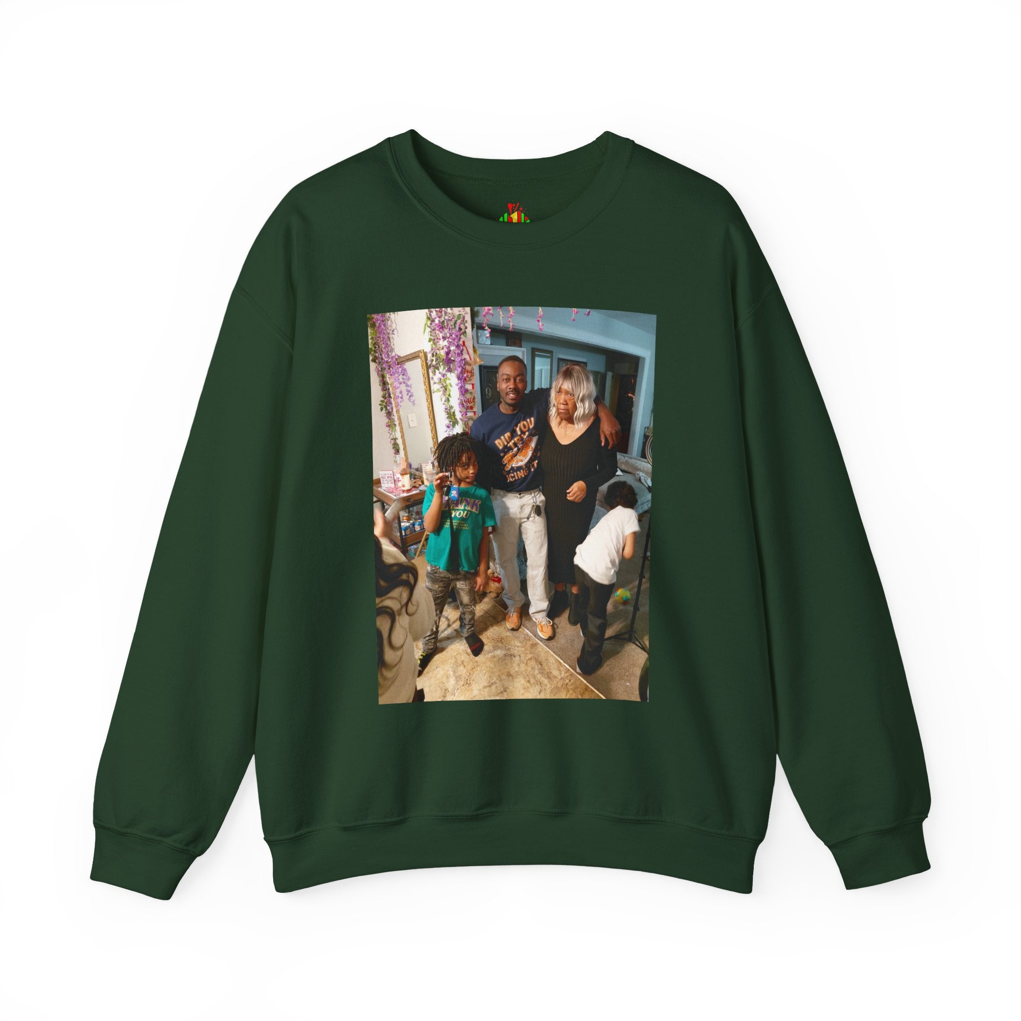 Personalized Photo Crewneck Sweatshirt — Custom Photo Front, 'Add Text' Back