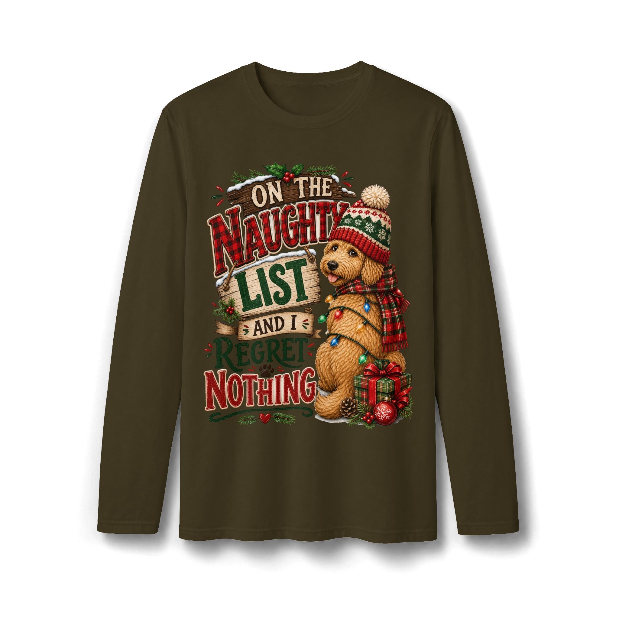 On the Naughty List and I Regret Nothing Christmas Long Sleeve T-Shirt