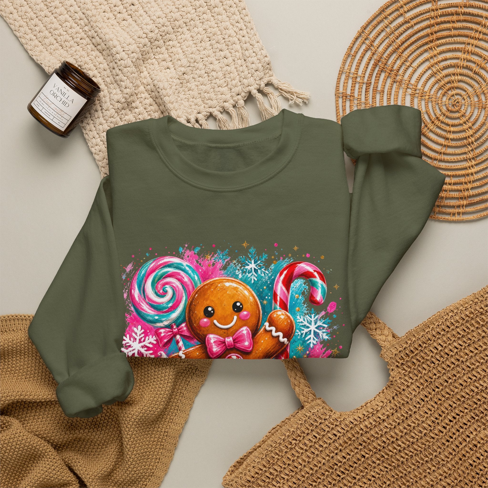 Christmas Gingerbread & Reindeer Crewneck Sweatshirt