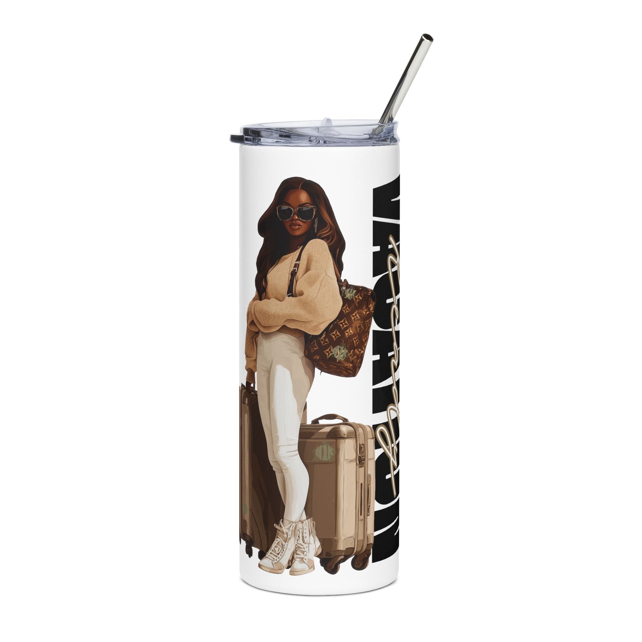 Vacation She Ready Customizable Skinny Tumbler with Straw, 20oz