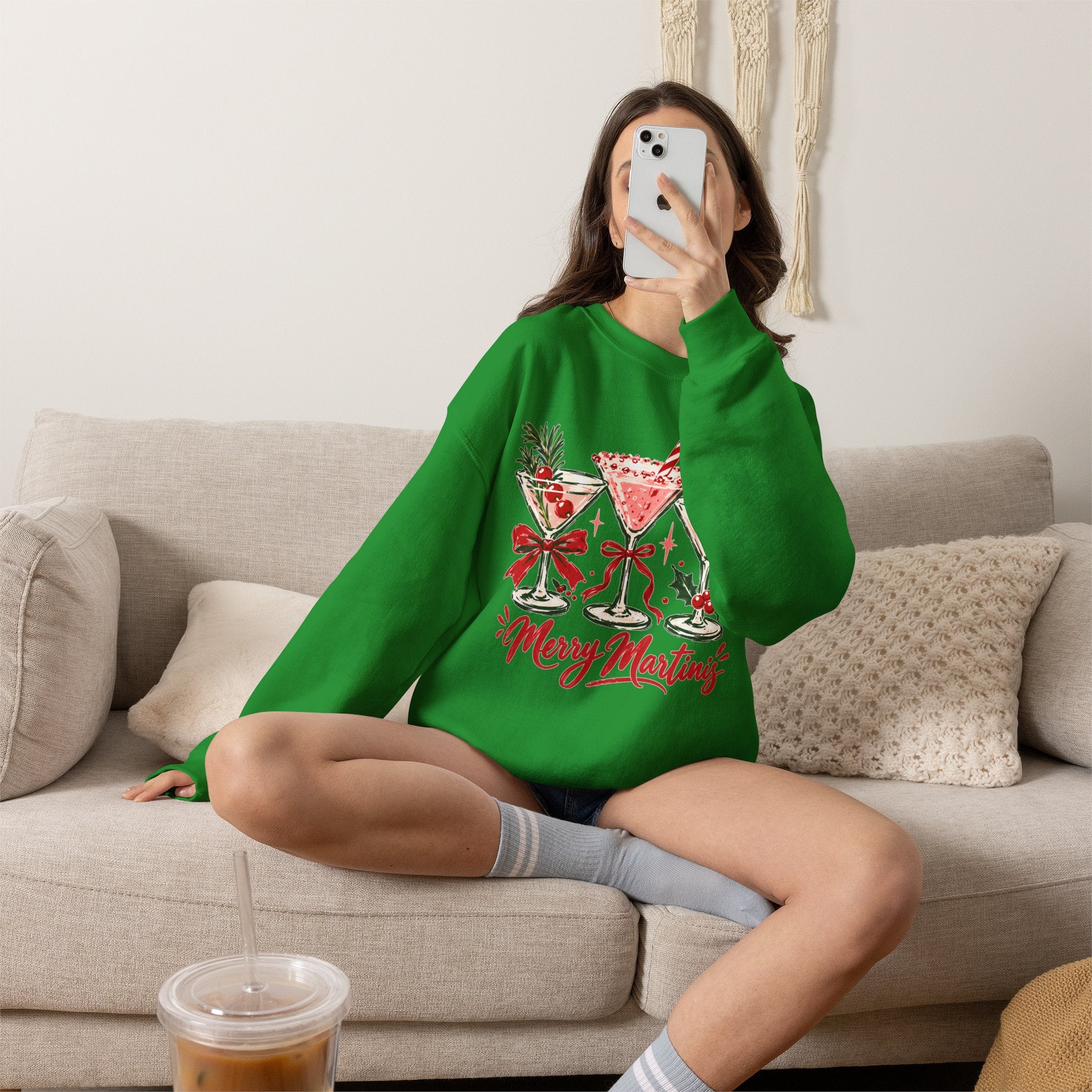 Merry Martinis Christmas Cocktail Crewneck Sweatshirt