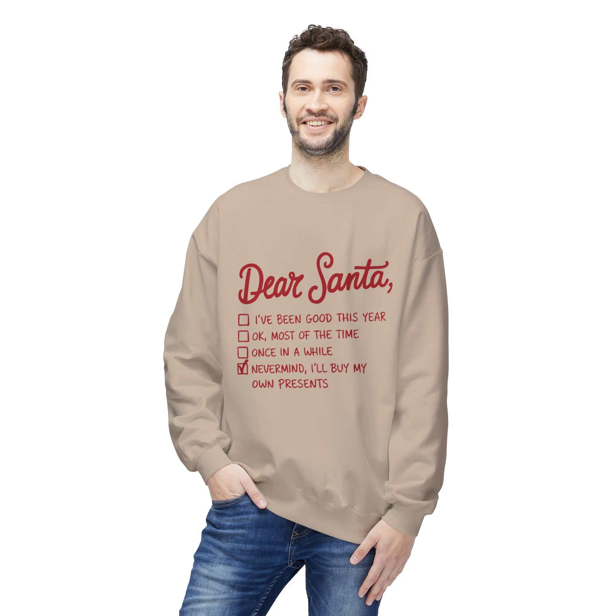 "Dear Santa" Funny Christmas Checklist Holiday Crewneck SweatshirtSweatshirtDear Santa