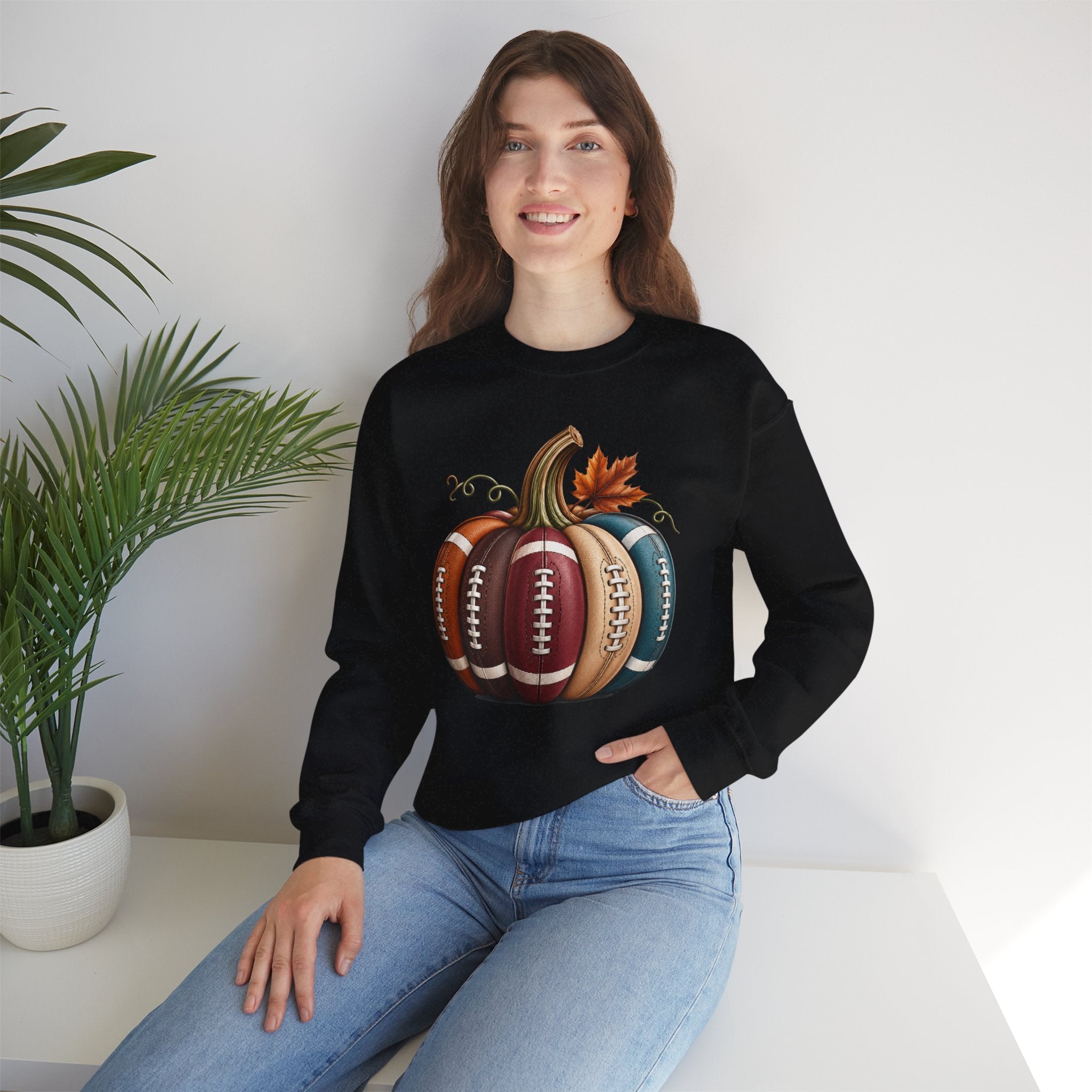 Fall Football Pumpkin Crewneck Sweatshirt