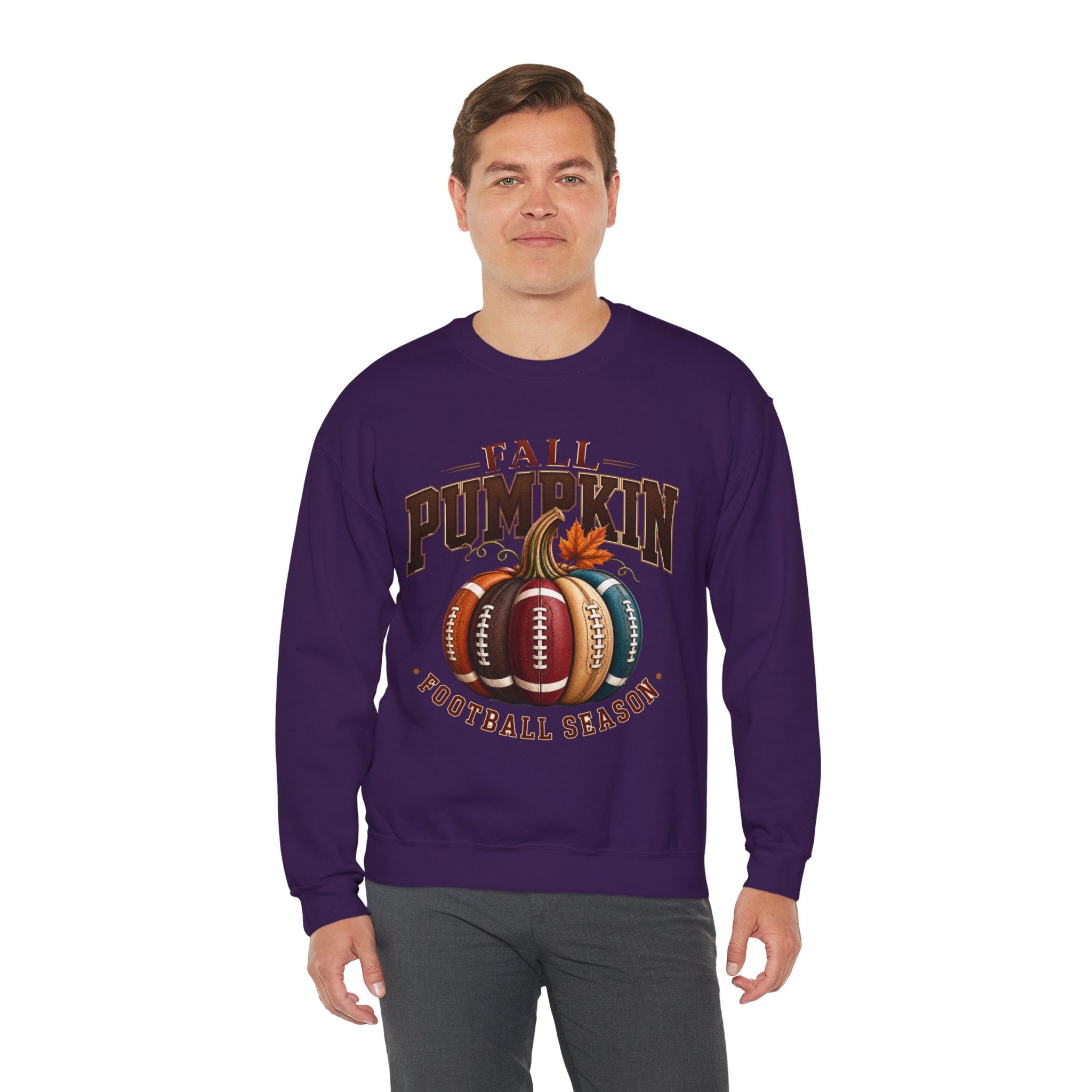 Fall Pumpkin Football Season Crewneck Sweatshirt