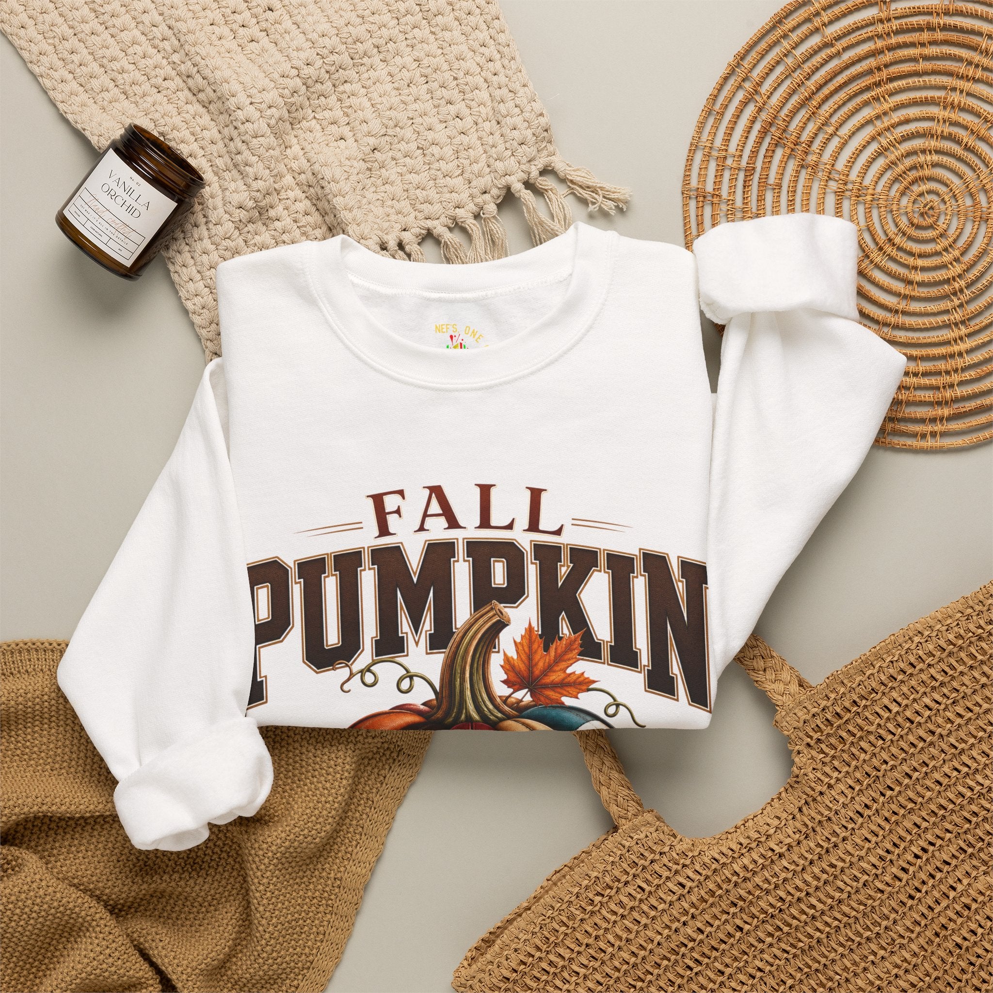 Fall Pumpkin Football Season Crewneck Sweatshirt