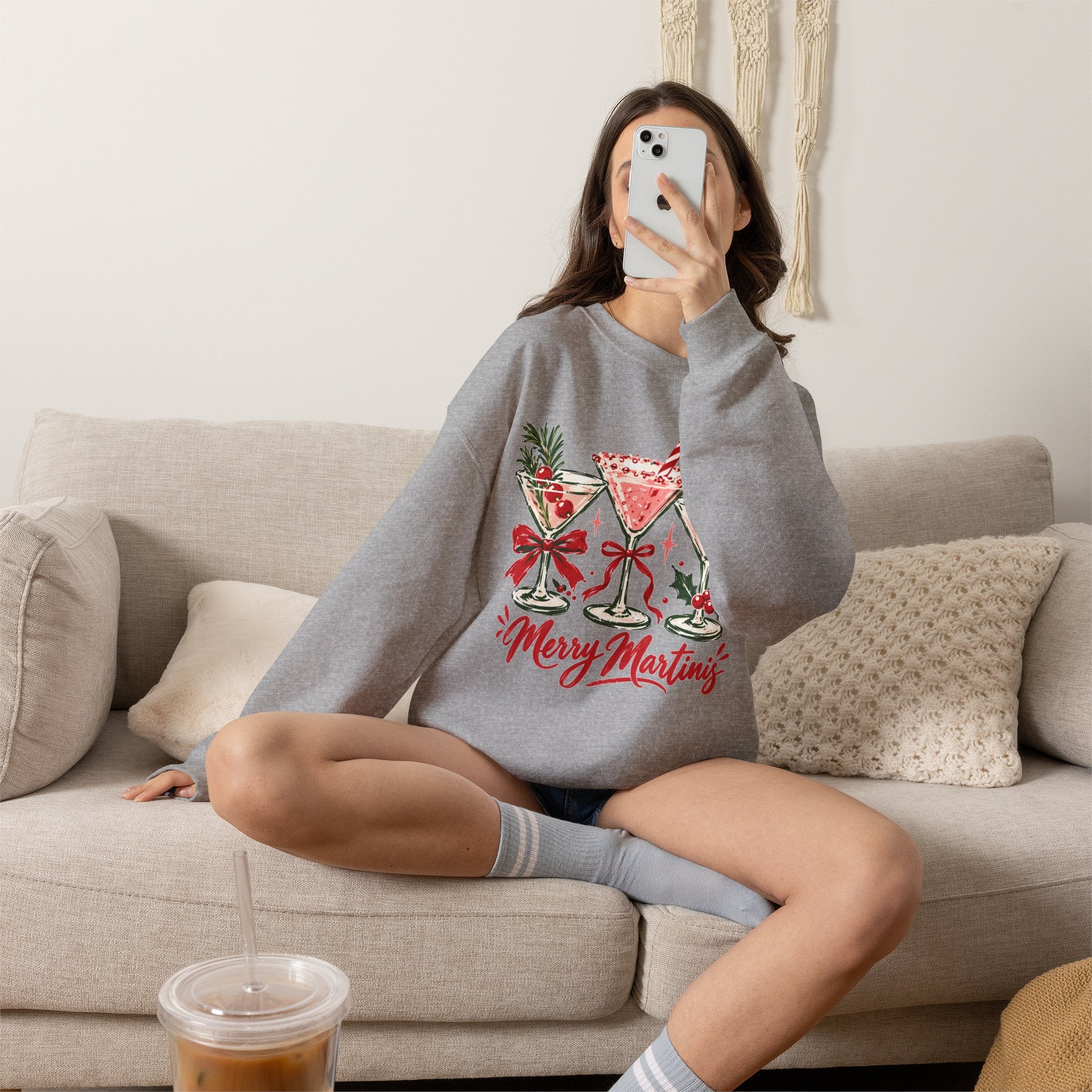 Merry Martinis Christmas Cocktail Crewneck Sweatshirt