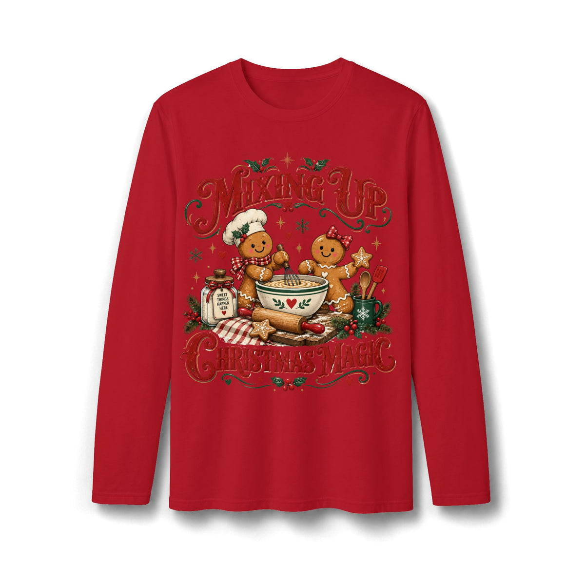 Mixing Up Christmas Magic Gingerbread Long Sleeve T-Shirt