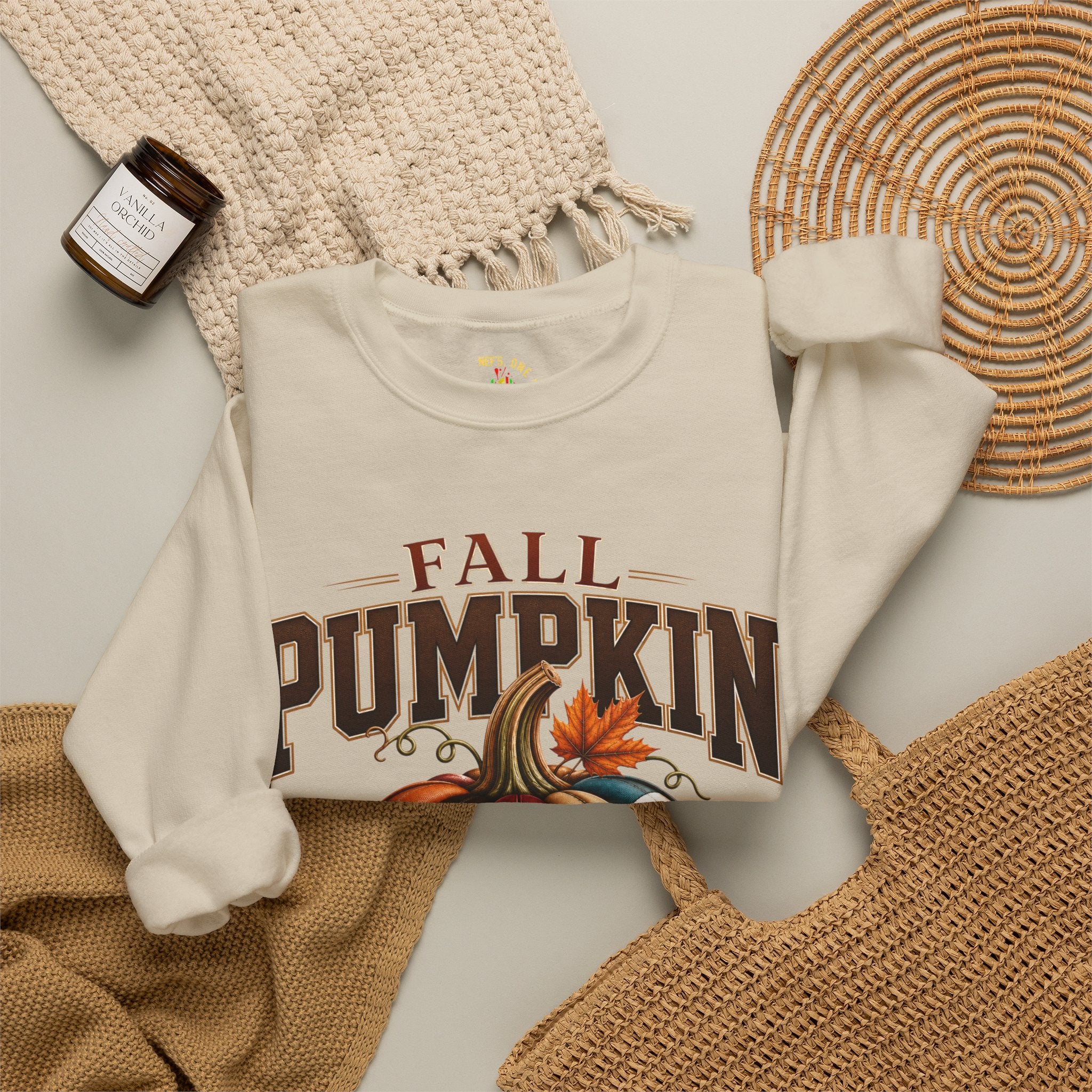 Fall Pumpkin Football Season Crewneck Sweatshirt
