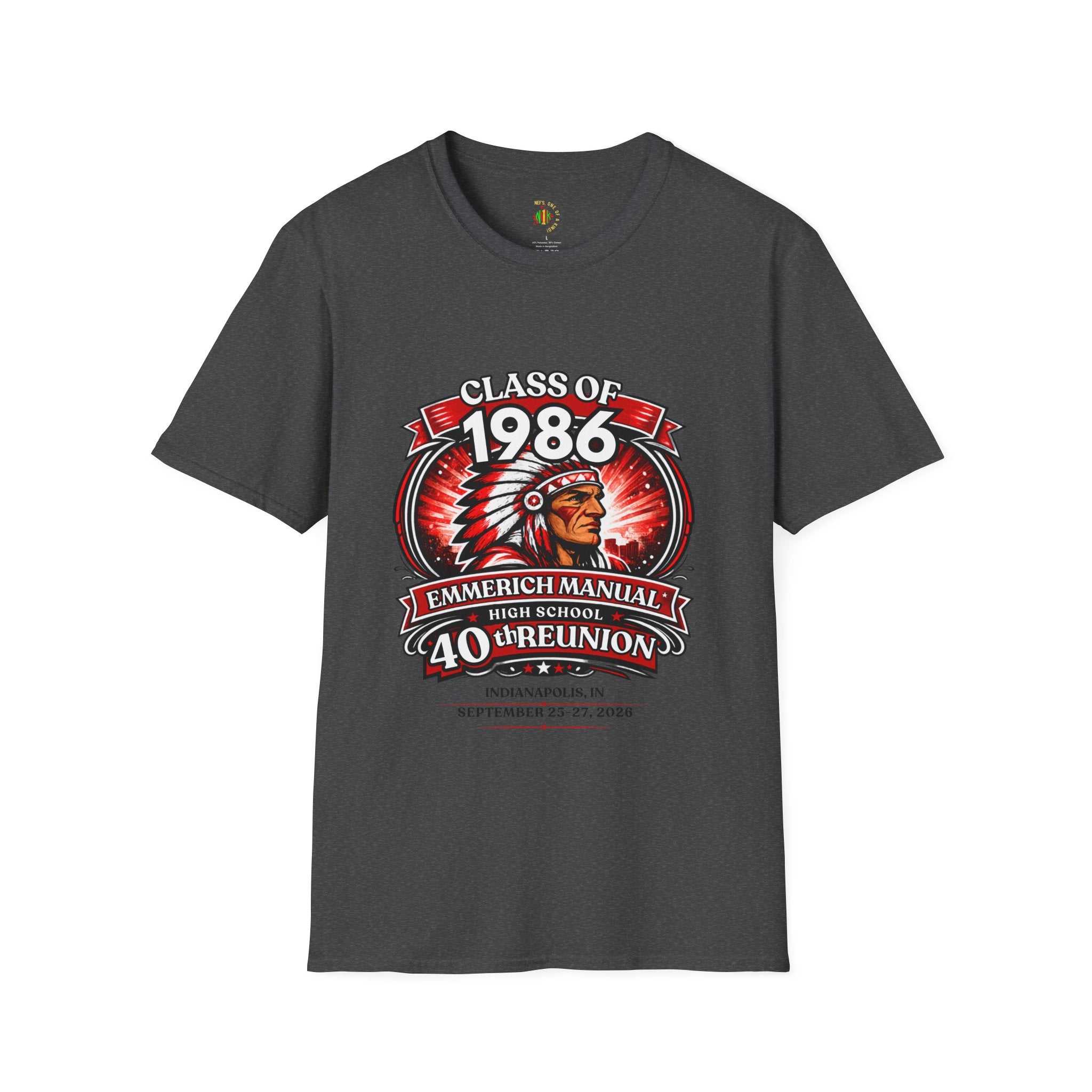 Class of 1986 40th Reunion T-Shirt — Emmerich Manual High School Alumni Tee - Another Customized Smile