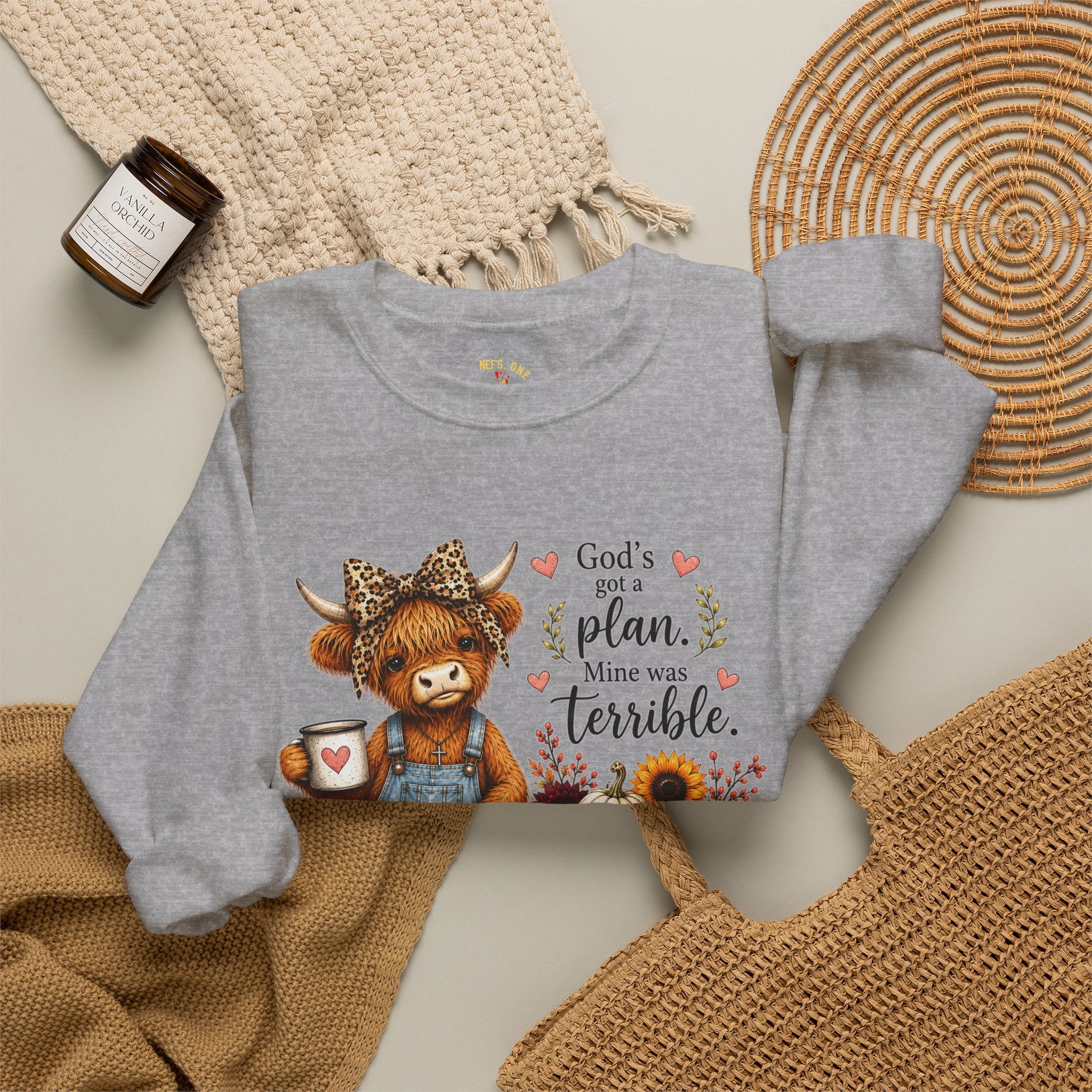 God’s Plan, Mine Was Terrible Bear Fall Crewneck Sweatshirt