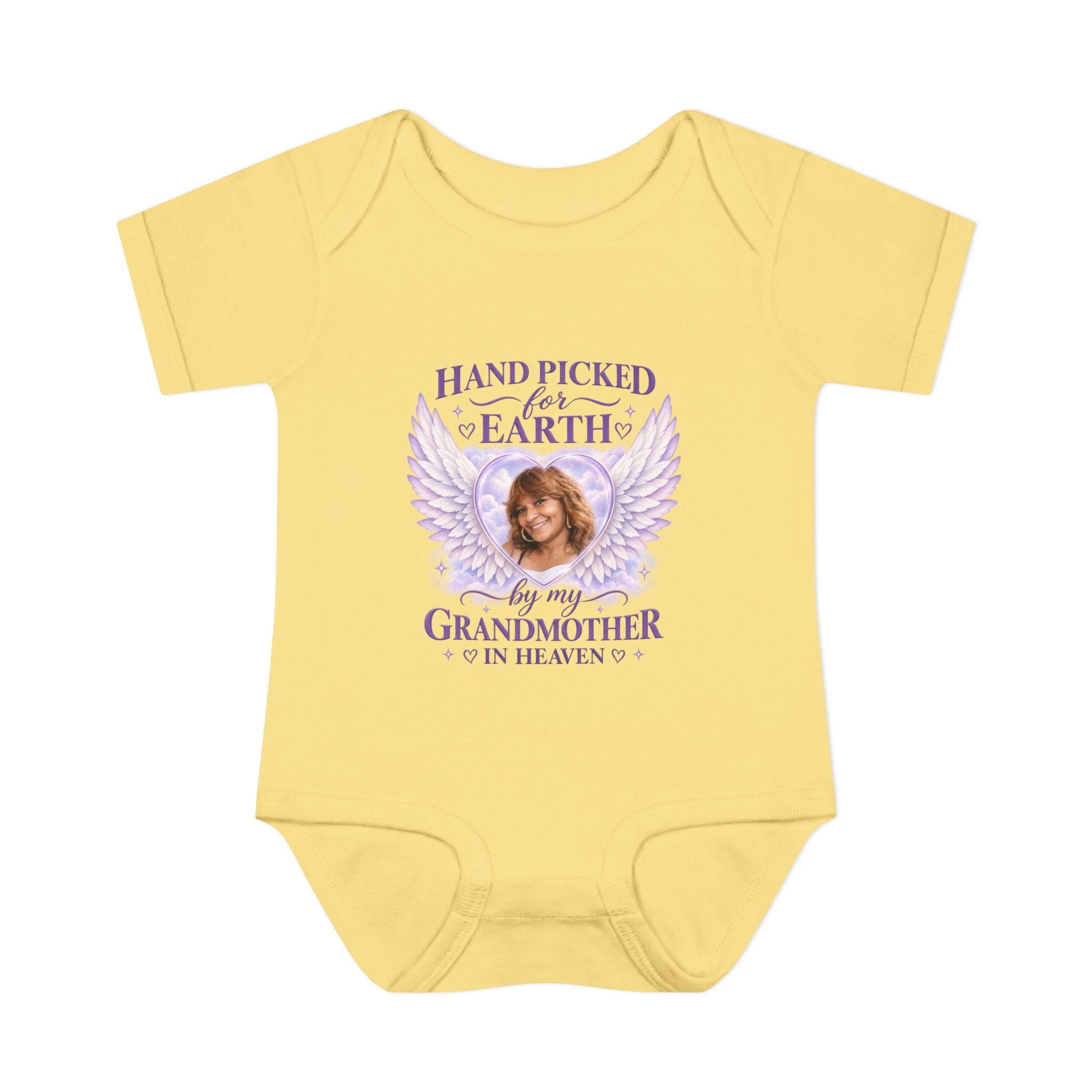 Mariah Infant Another Customized Smile Bodysuit "Handpicked for Earth by My Grandma in Heaven" – Memorial Baby Onesie