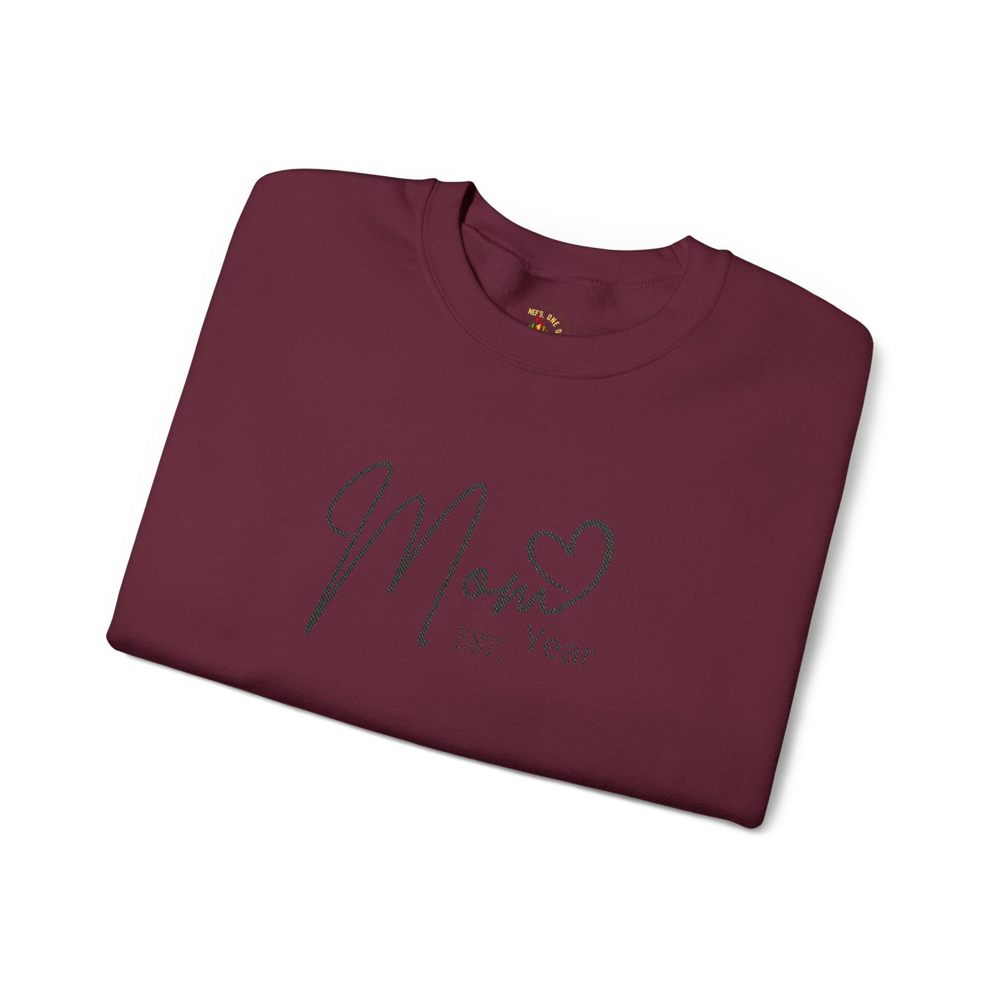 Mom Est. Year Embroidered Customizable Crewneck Sweatshirt
