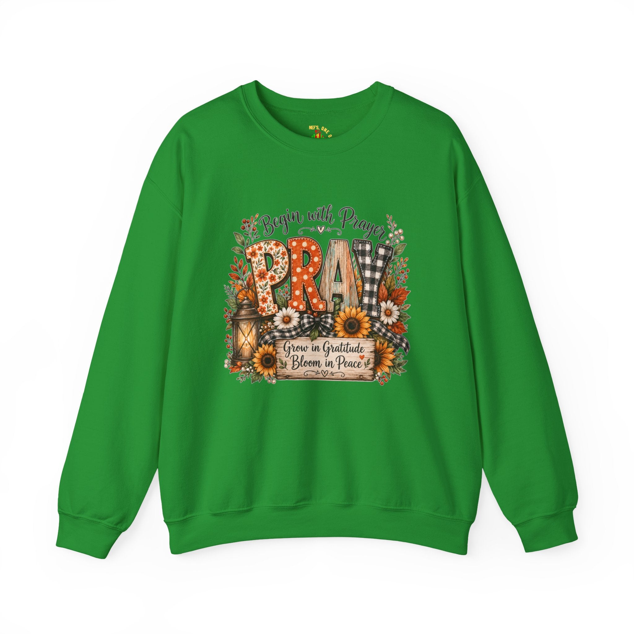 Begin with Prayer Sweatshirt – Floral Christian Faith Crewneck