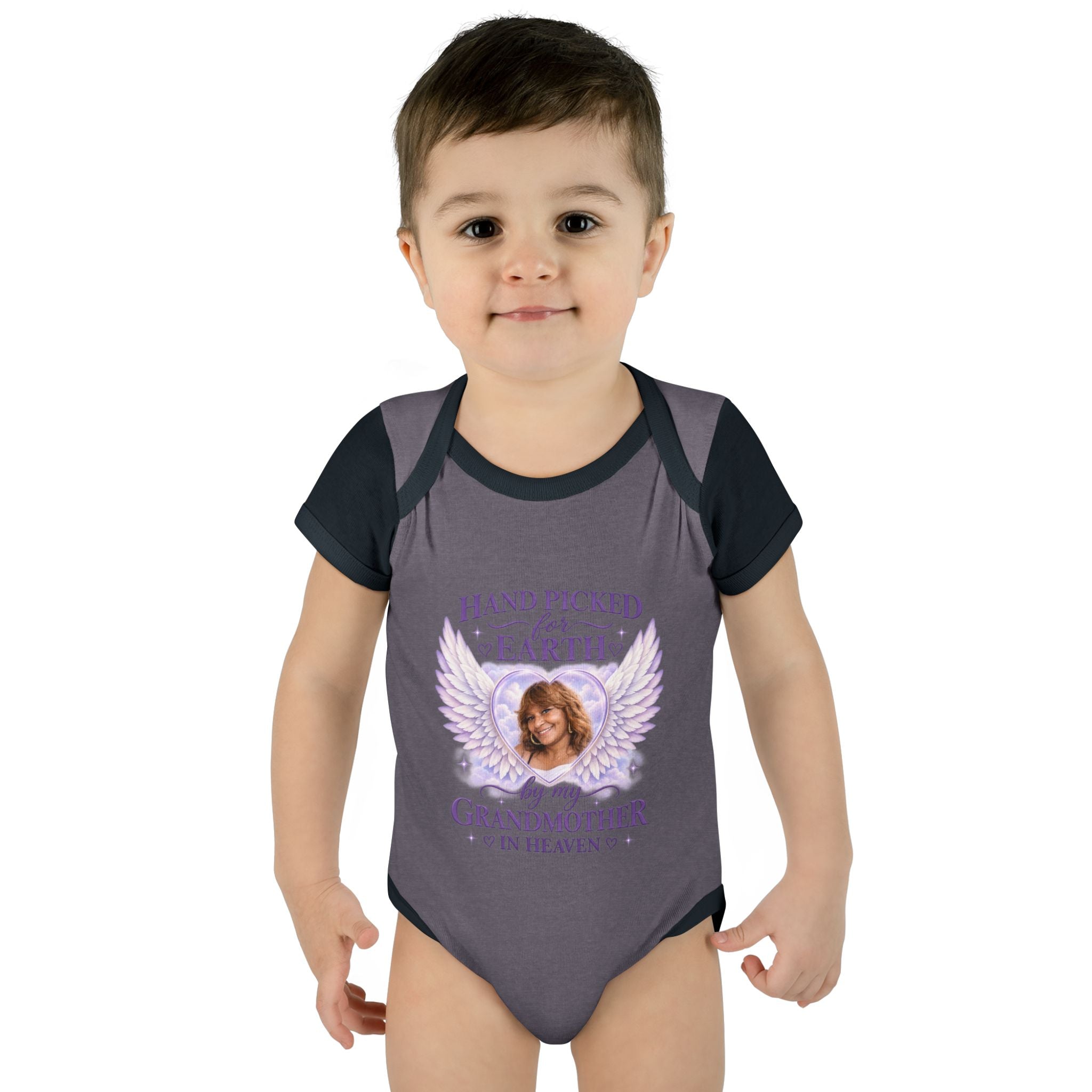 Mariah Infant Another Customized Smile Bodysuit "Handpicked for Earth by My Grandma in Heaven" – Memorial Baby Onesie