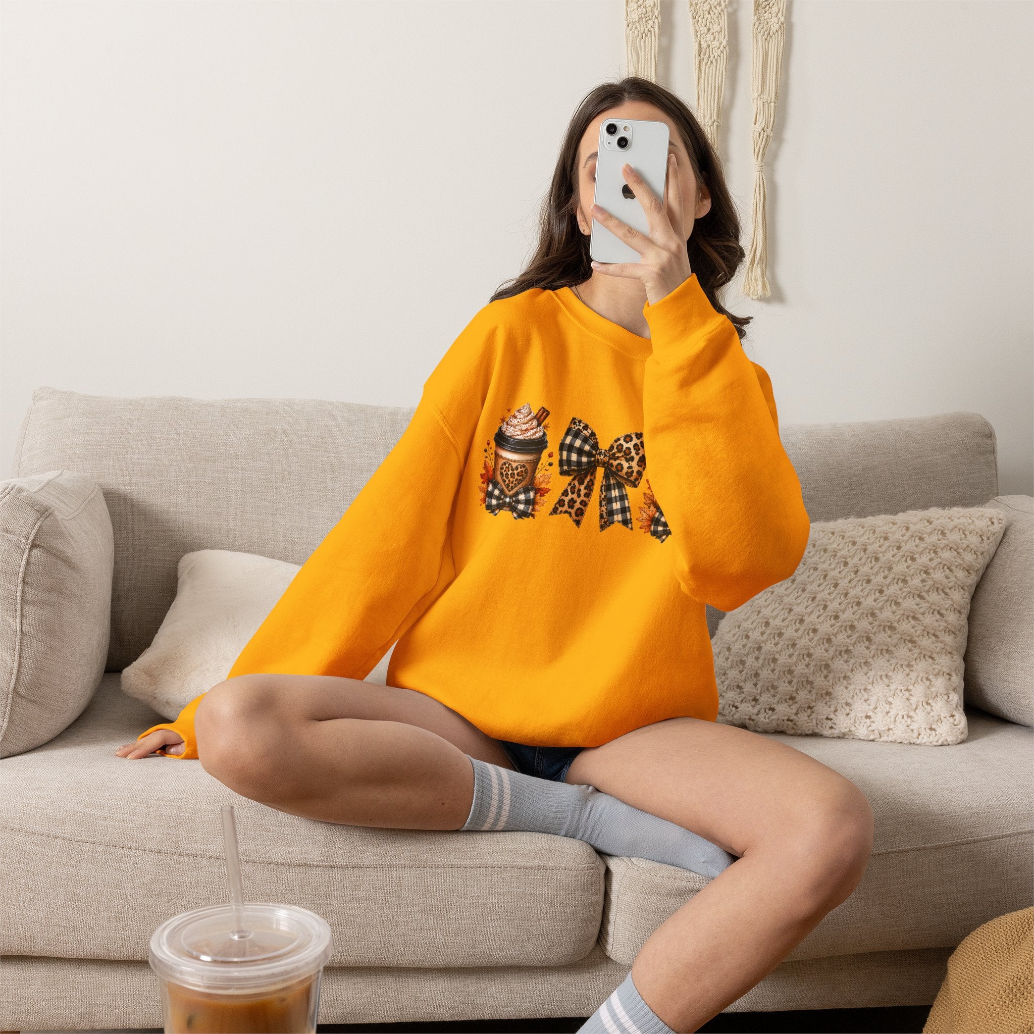 Festive Leopard Bow Christmas Crewneck Sweatshirt