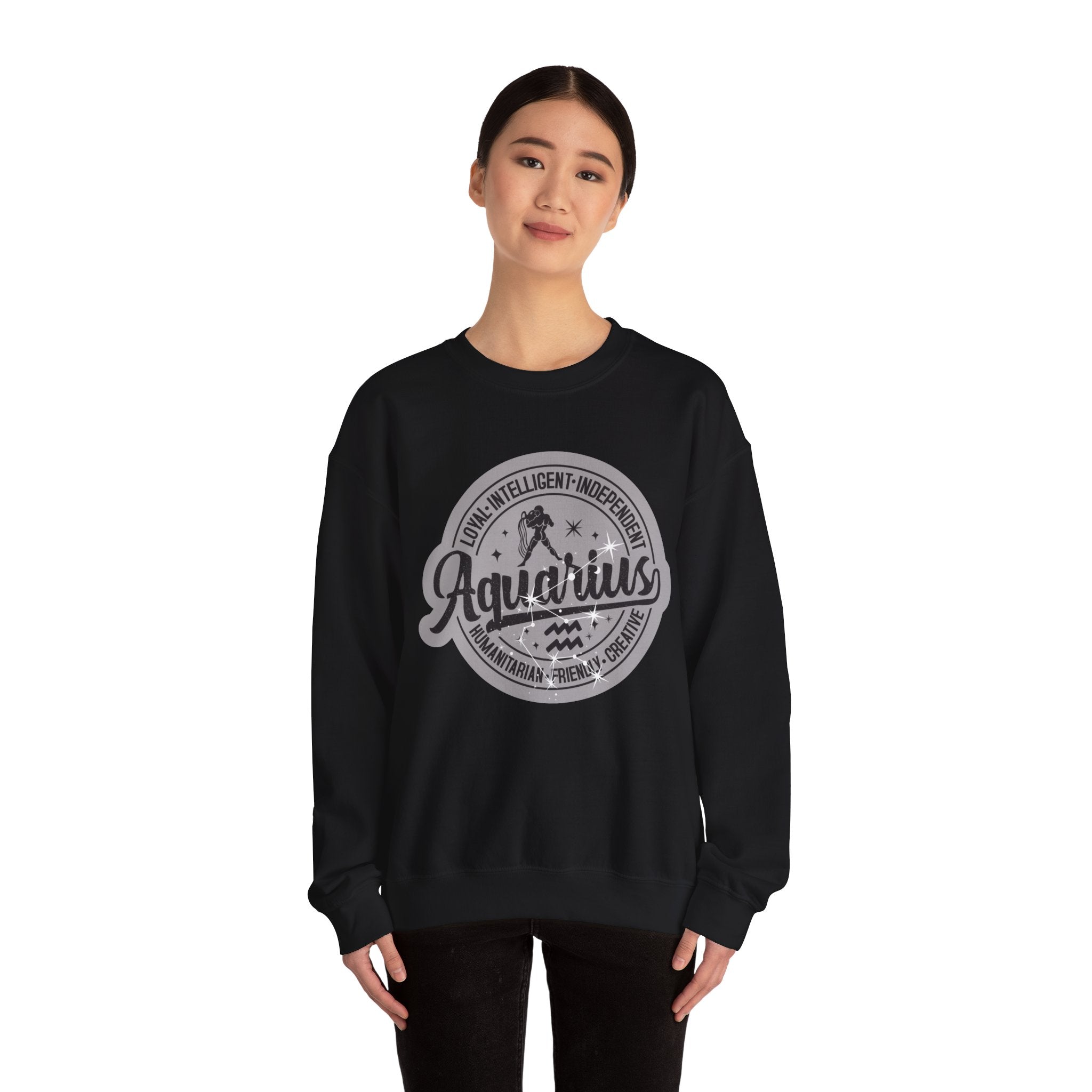Aquarius Zodiac Unisex Casual Crewneck Sweatshirt