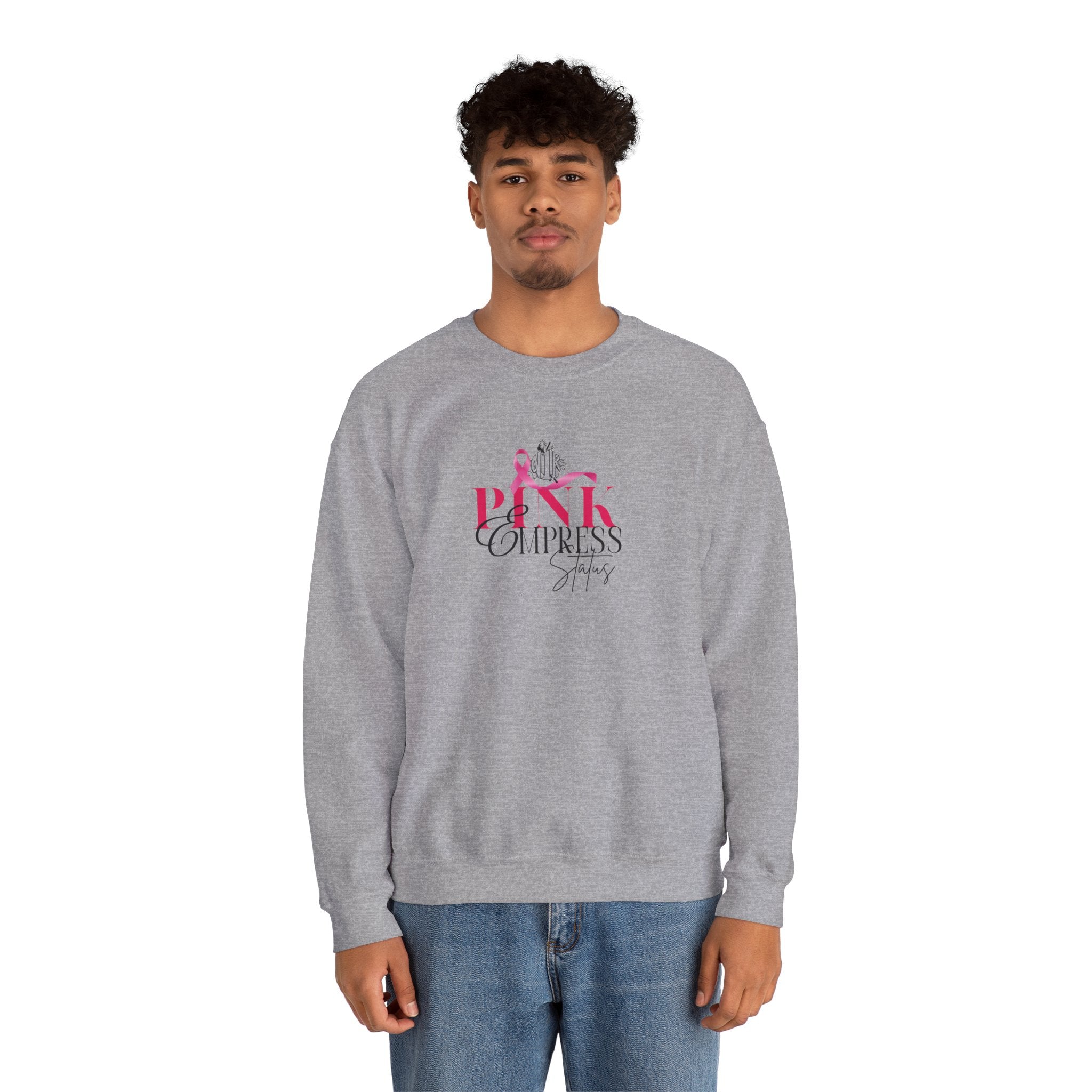 N1K Pink Empress Status Cancer Awareness Crewneck Sweatshirt - Pink Ribbon "PINK" Design