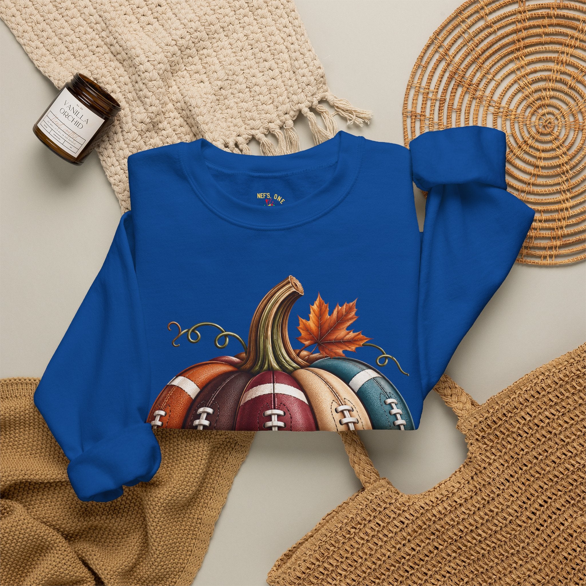 Fall Football Pumpkin Crewneck Sweatshirt