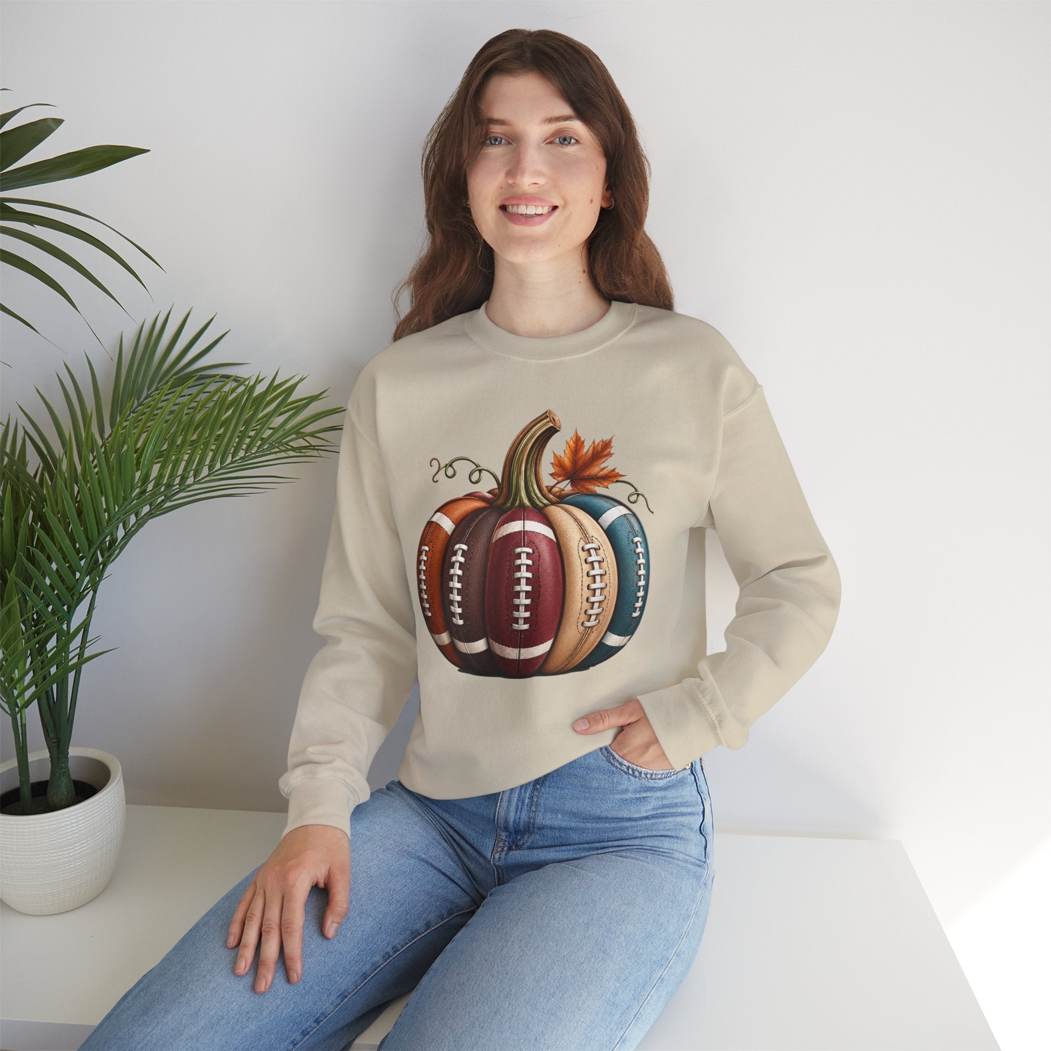 Fall Football Pumpkin Crewneck Sweatshirt