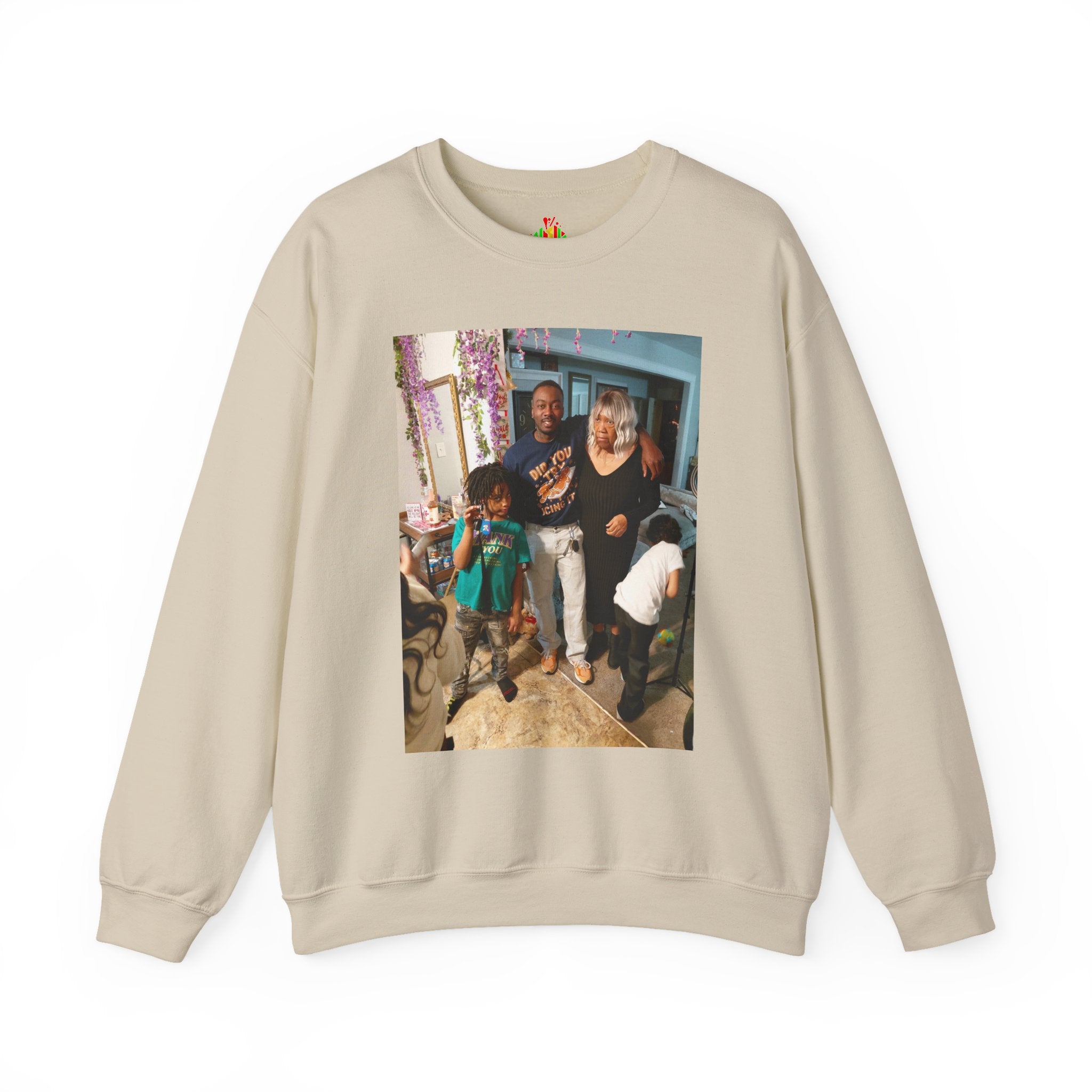 Personalized Photo Crewneck Sweatshirt — Custom Photo Front, 'Add Text' Back