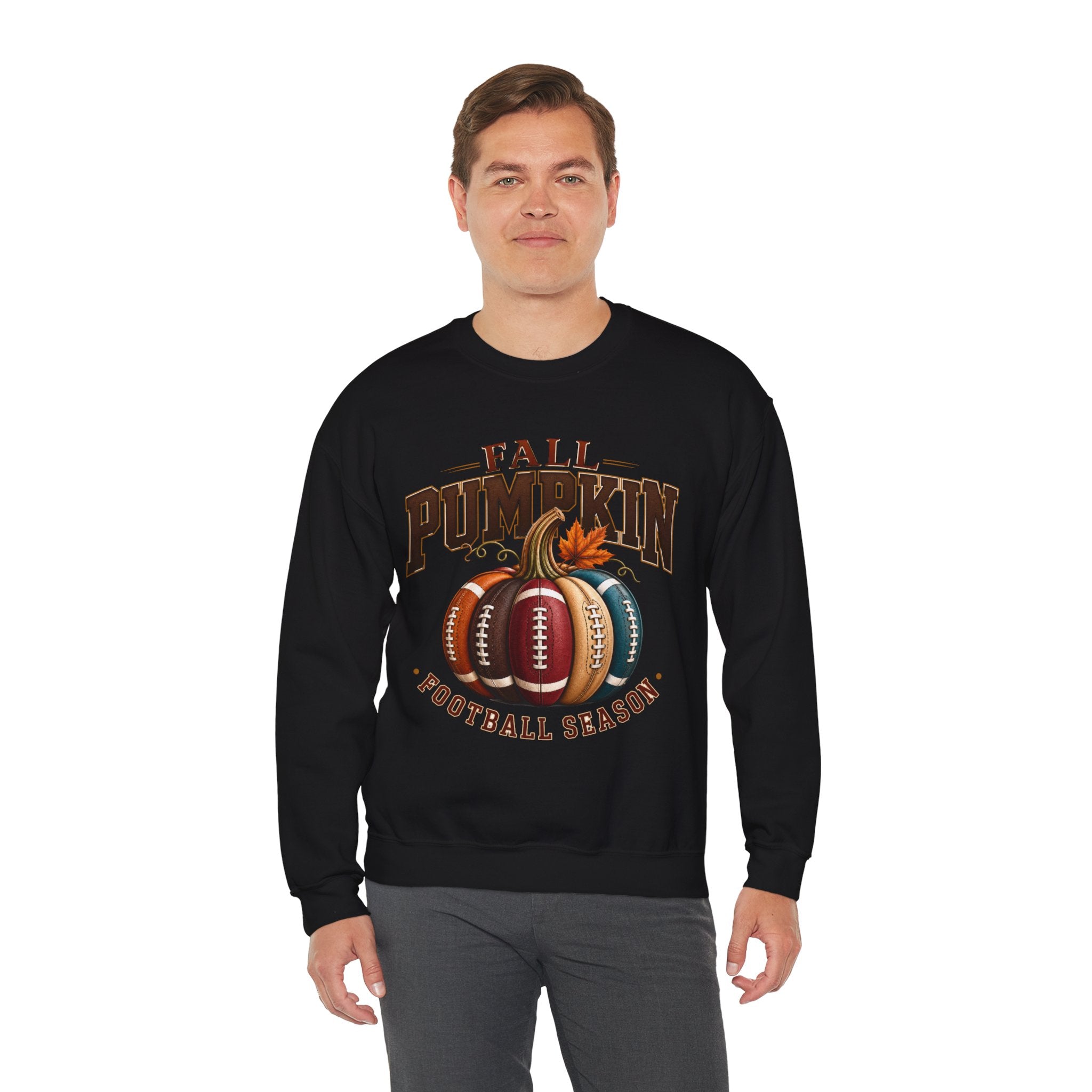Fall Pumpkin Football Season Crewneck Sweatshirt