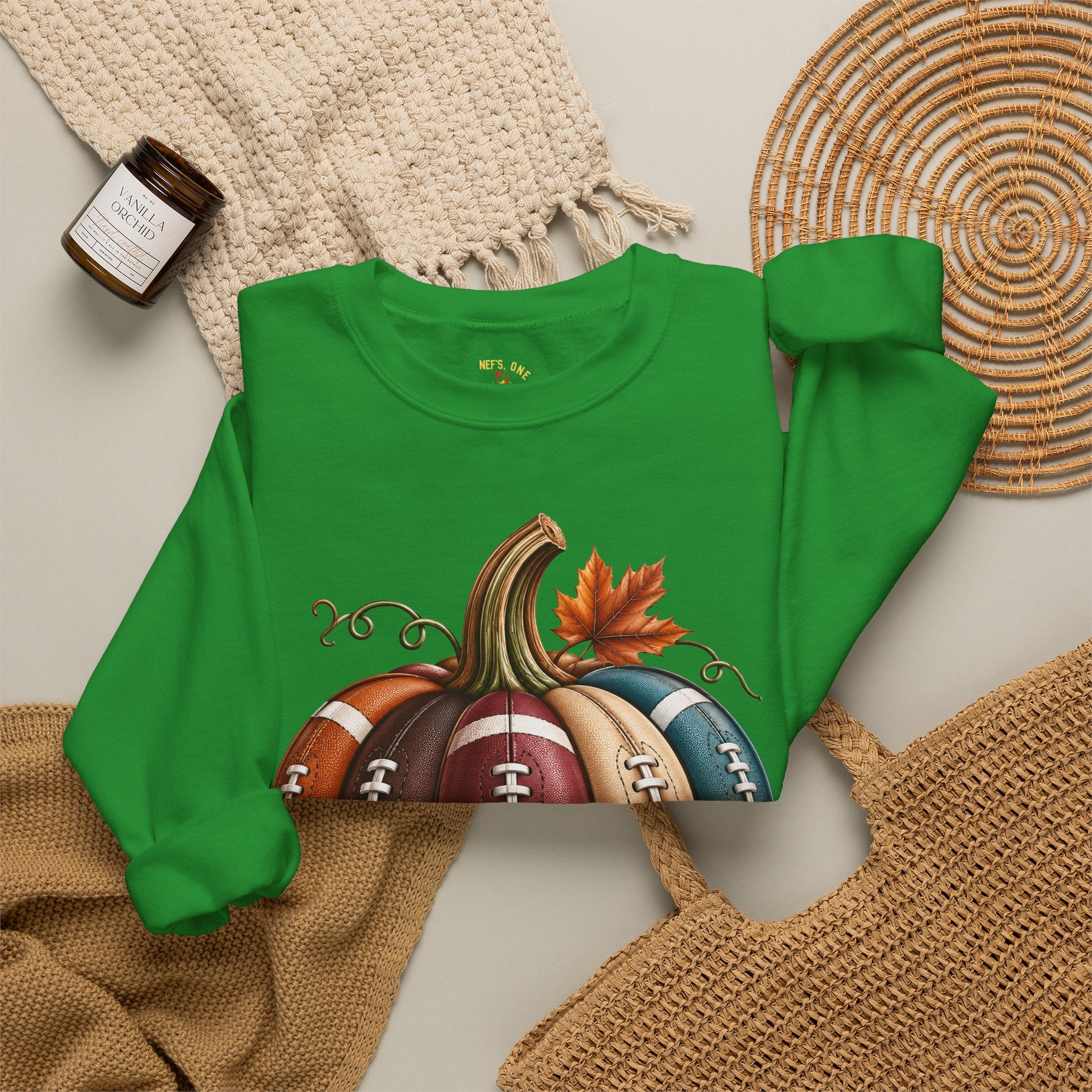 Fall Football Pumpkin Crewneck Sweatshirt