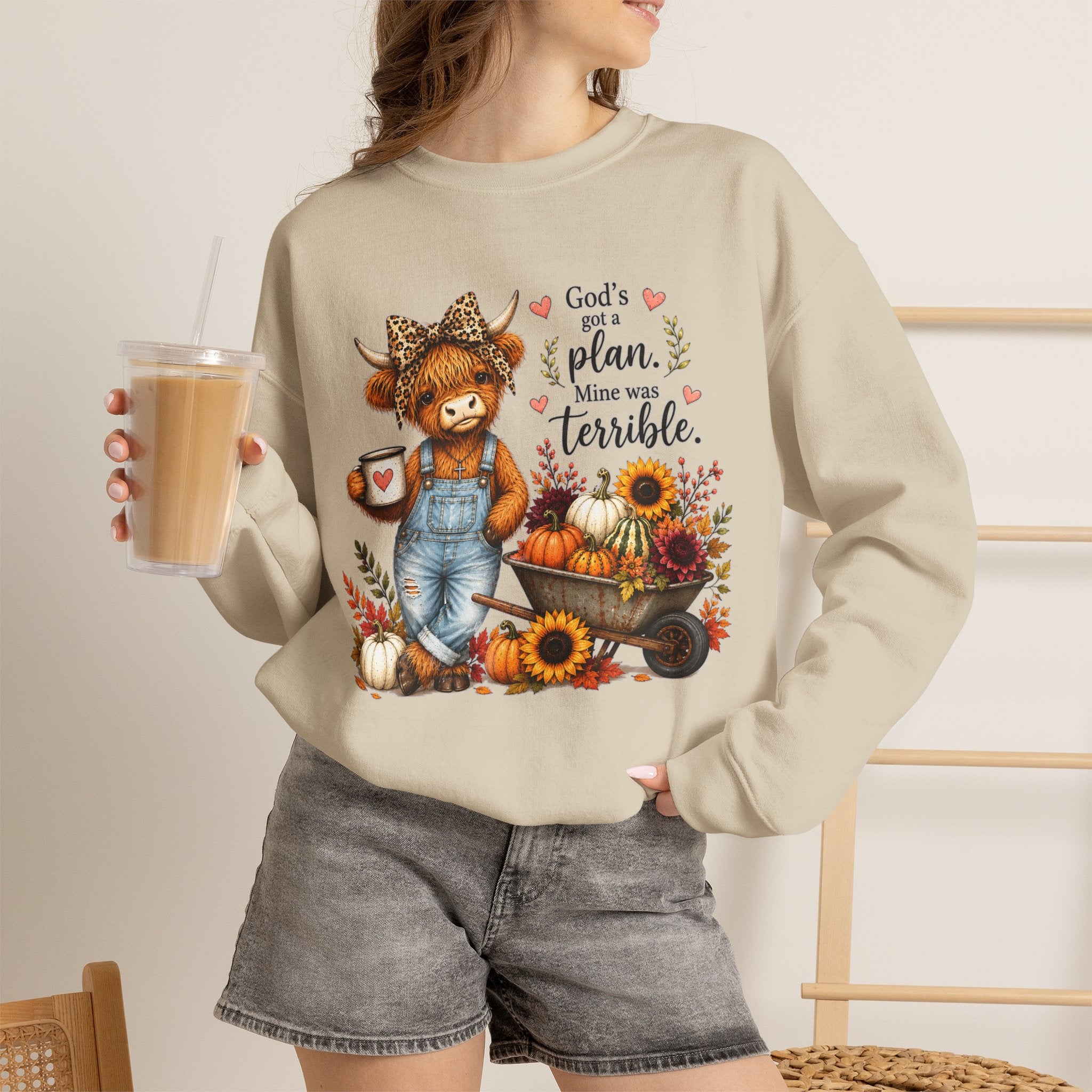 God’s Plan, Mine Was Terrible Bear Fall Crewneck Sweatshirt